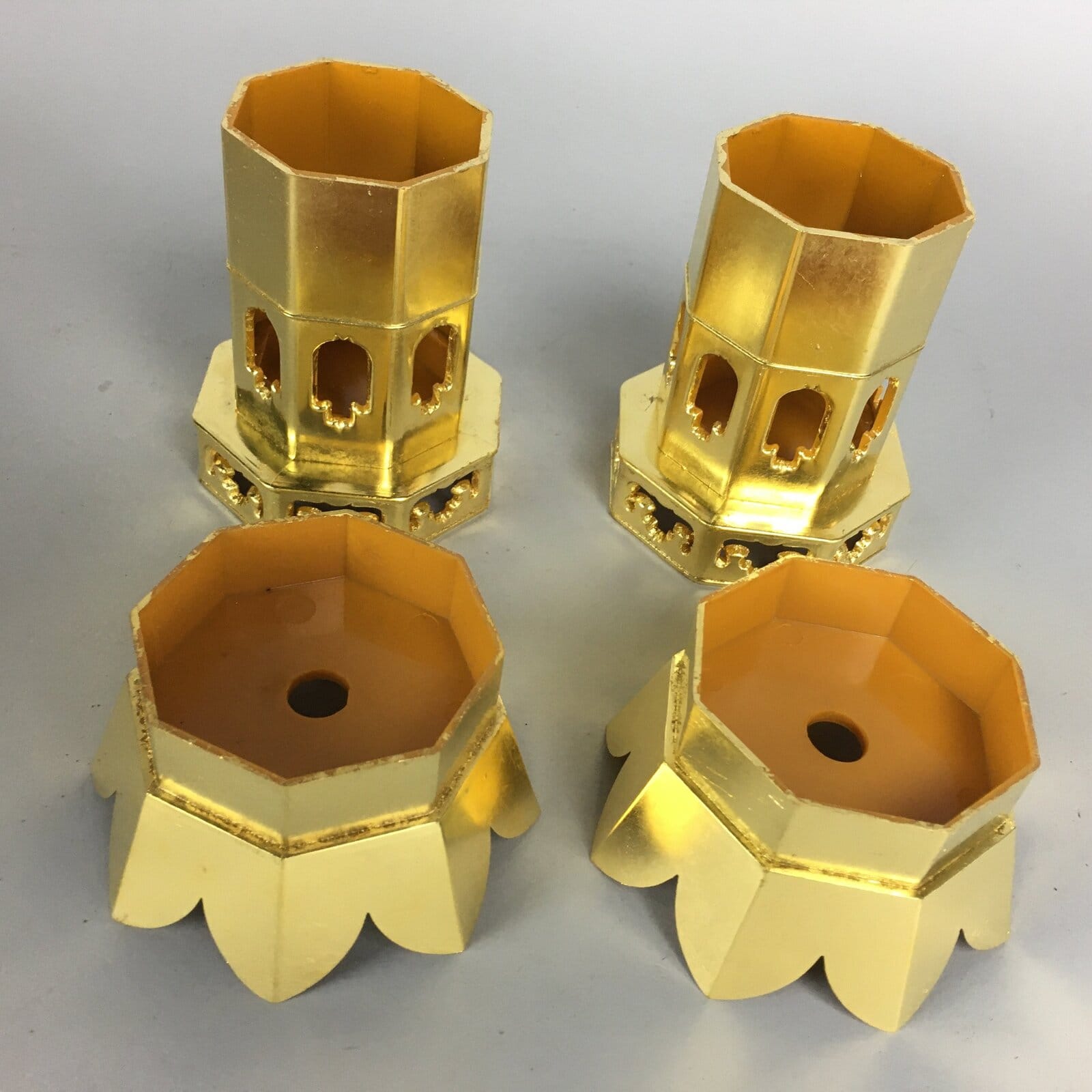 Japanese Buddhist Altar Fitting Vtg Hexagonal Offering Stand Set Kuge BU440