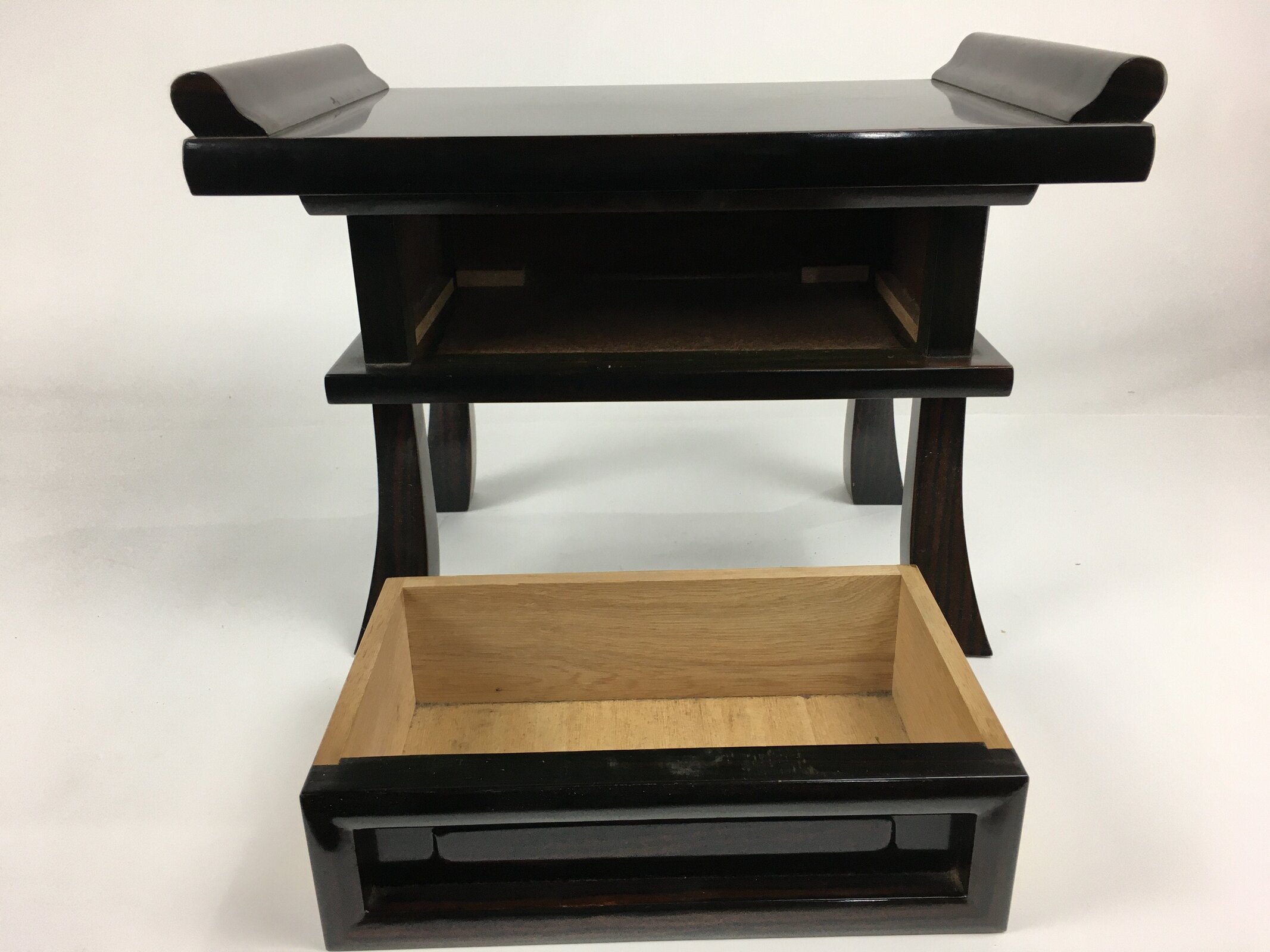 Japanese Buddhist Altar Fitting Vtg Kyozukue Wood Lacquer Offering Table BU570