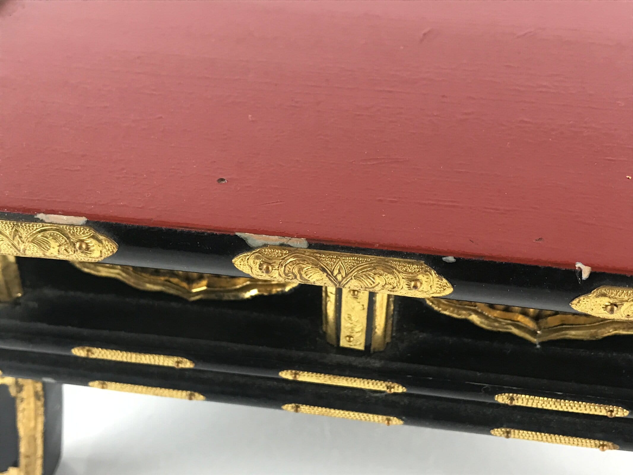 Japanese Buddhist Altar Fitting Vtg Kyozukue Wood Lacquer Offering Table Black B