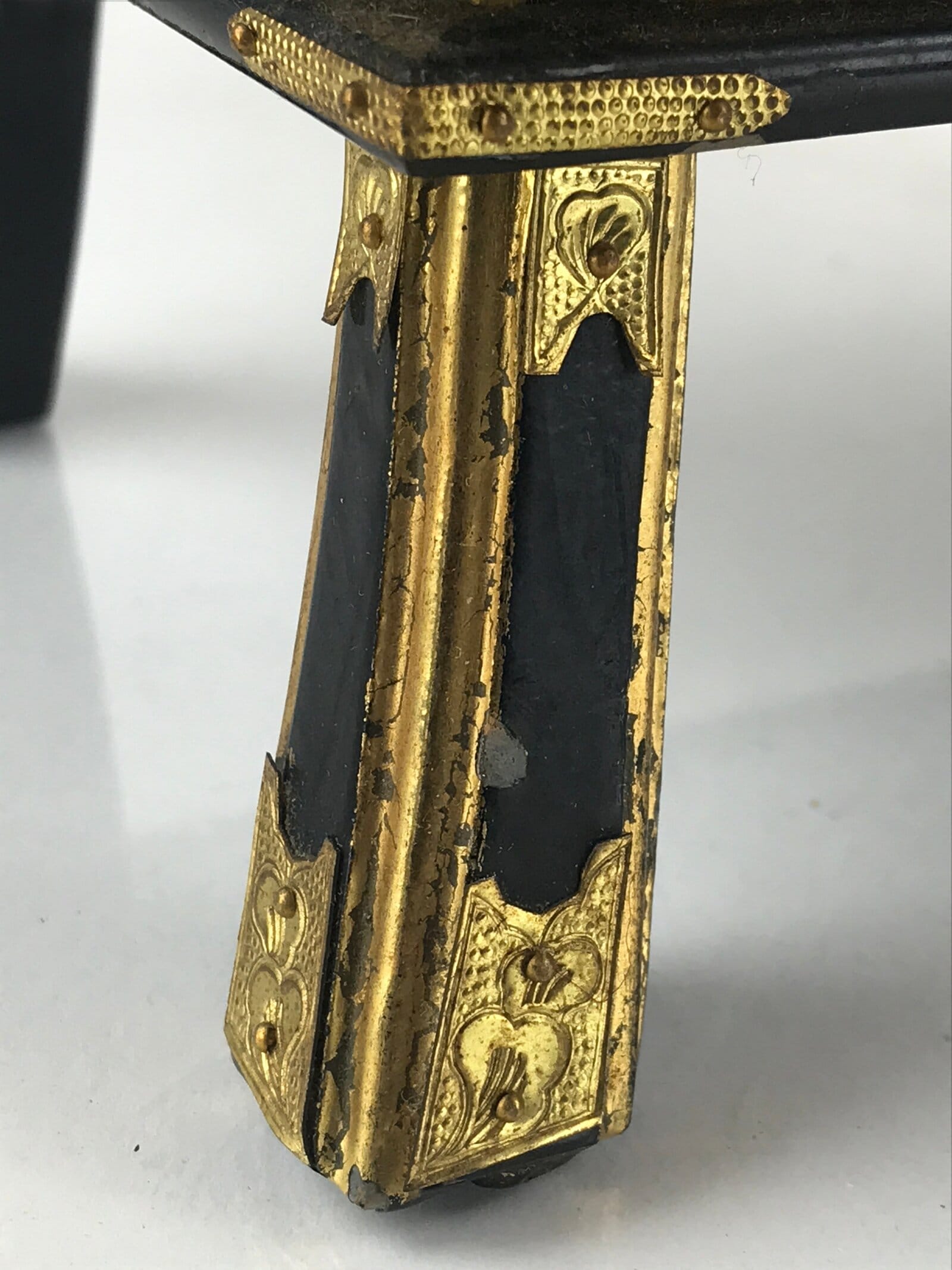 Japanese Buddhist Altar Fitting Vtg Kyozukue Wood Lacquer Offering Table Black B