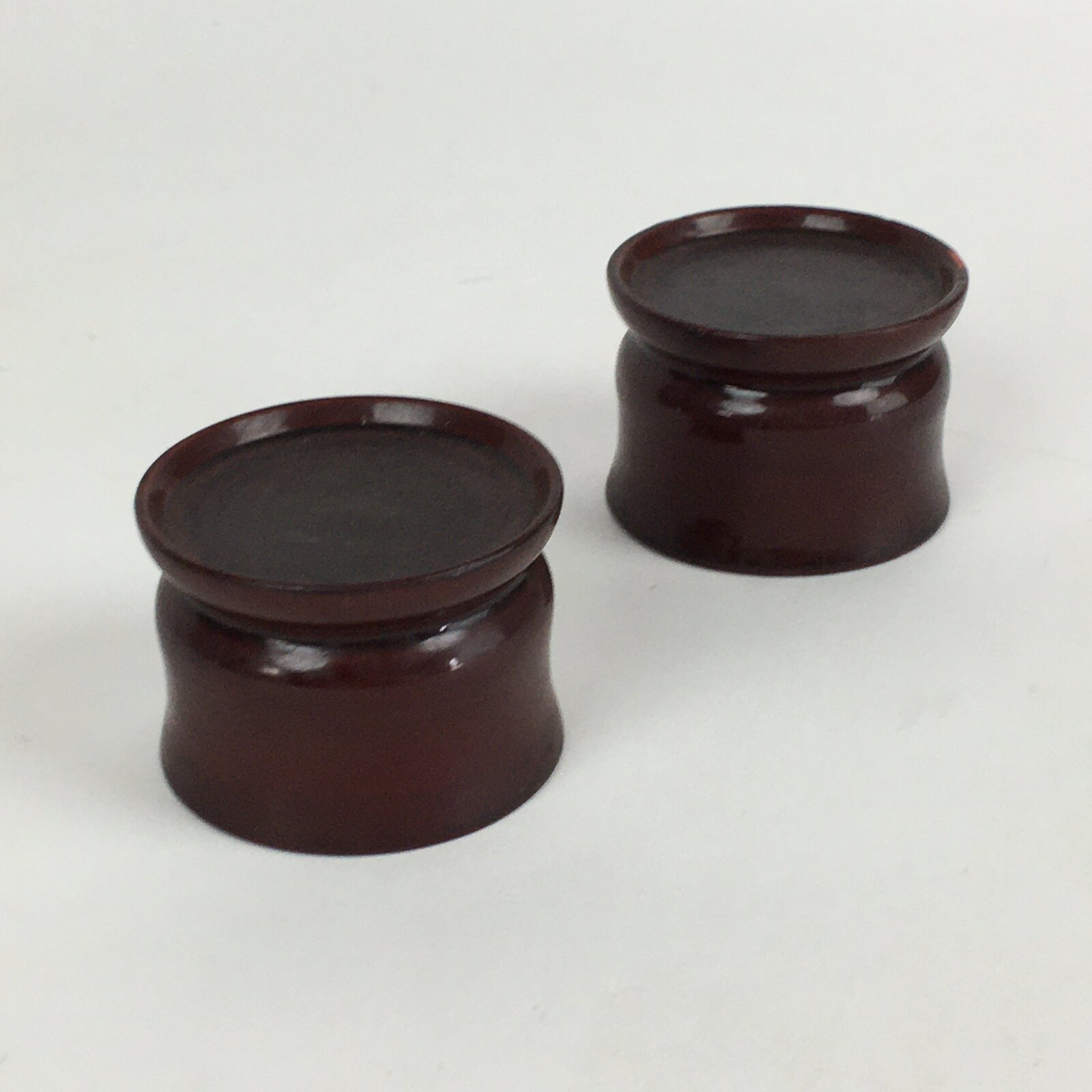 Japanese Buddhist Altar Fitting Vtg Lacquer Rine Offering Cup Stand 2pc Set BU65