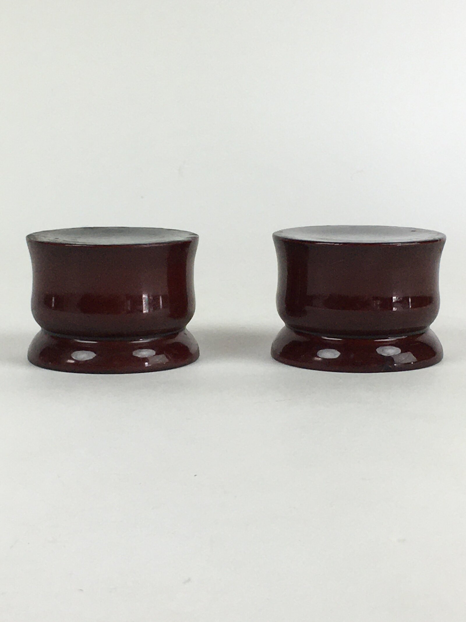 Japanese Buddhist Altar Fitting Vtg Lacquer Rine Offering Cup Stand 2pc Set BU65