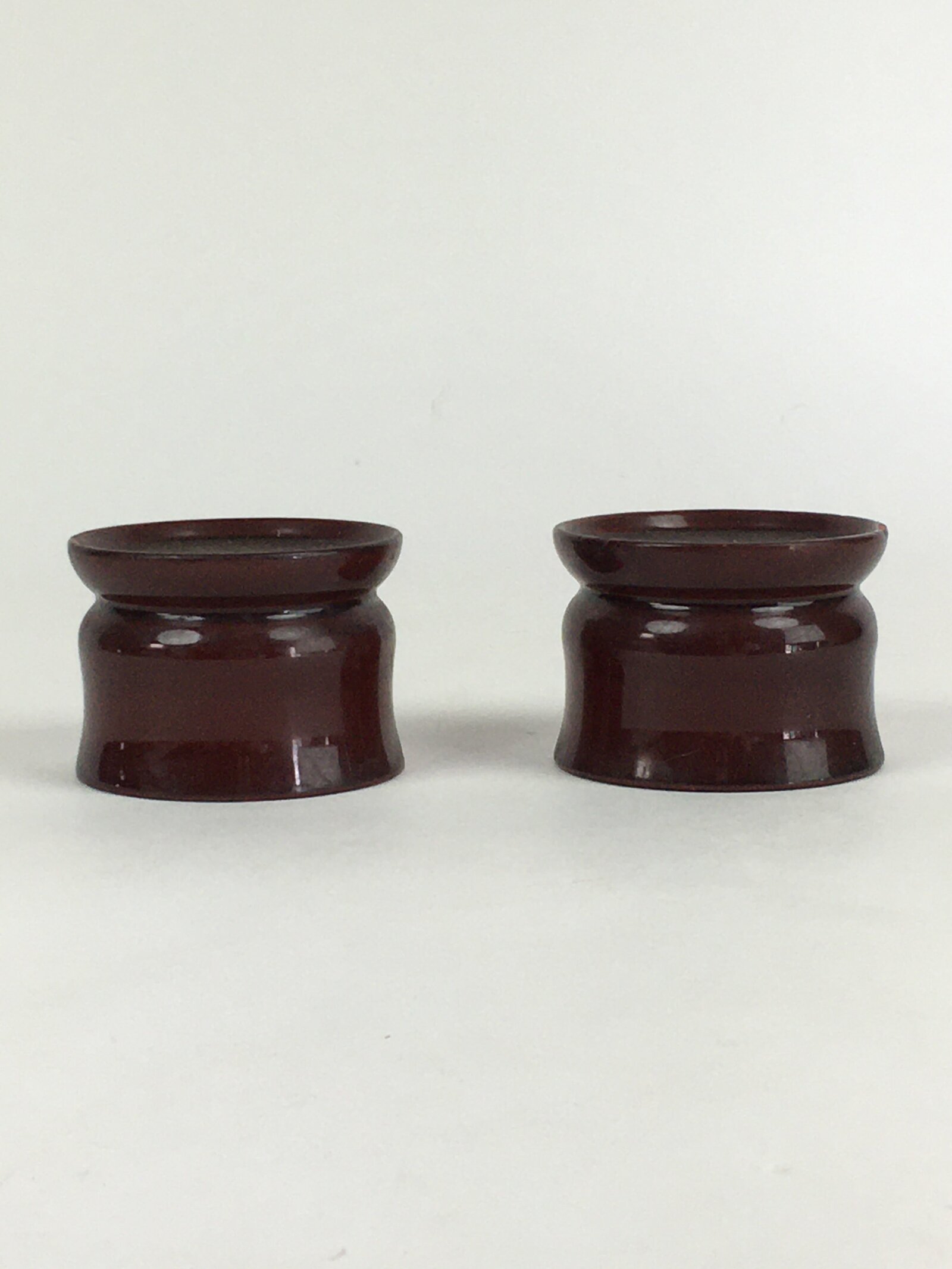 Japanese Buddhist Altar Fitting Vtg Lacquer Rine Offering Cup Stand 2pc Set BU65