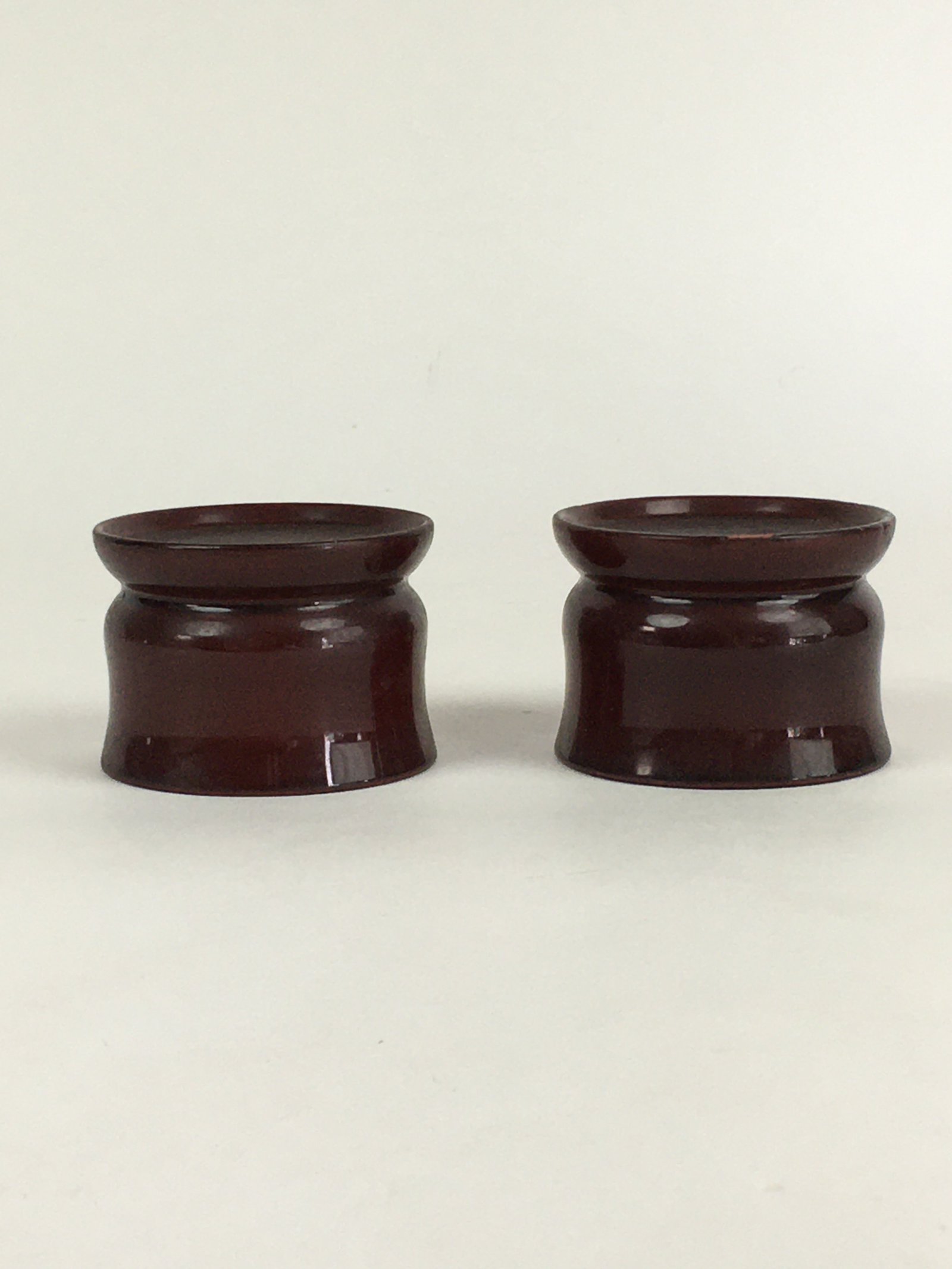 Japanese Buddhist Altar Fitting Vtg Lacquer Rine Offering Cup Stand 2pc Set BU65