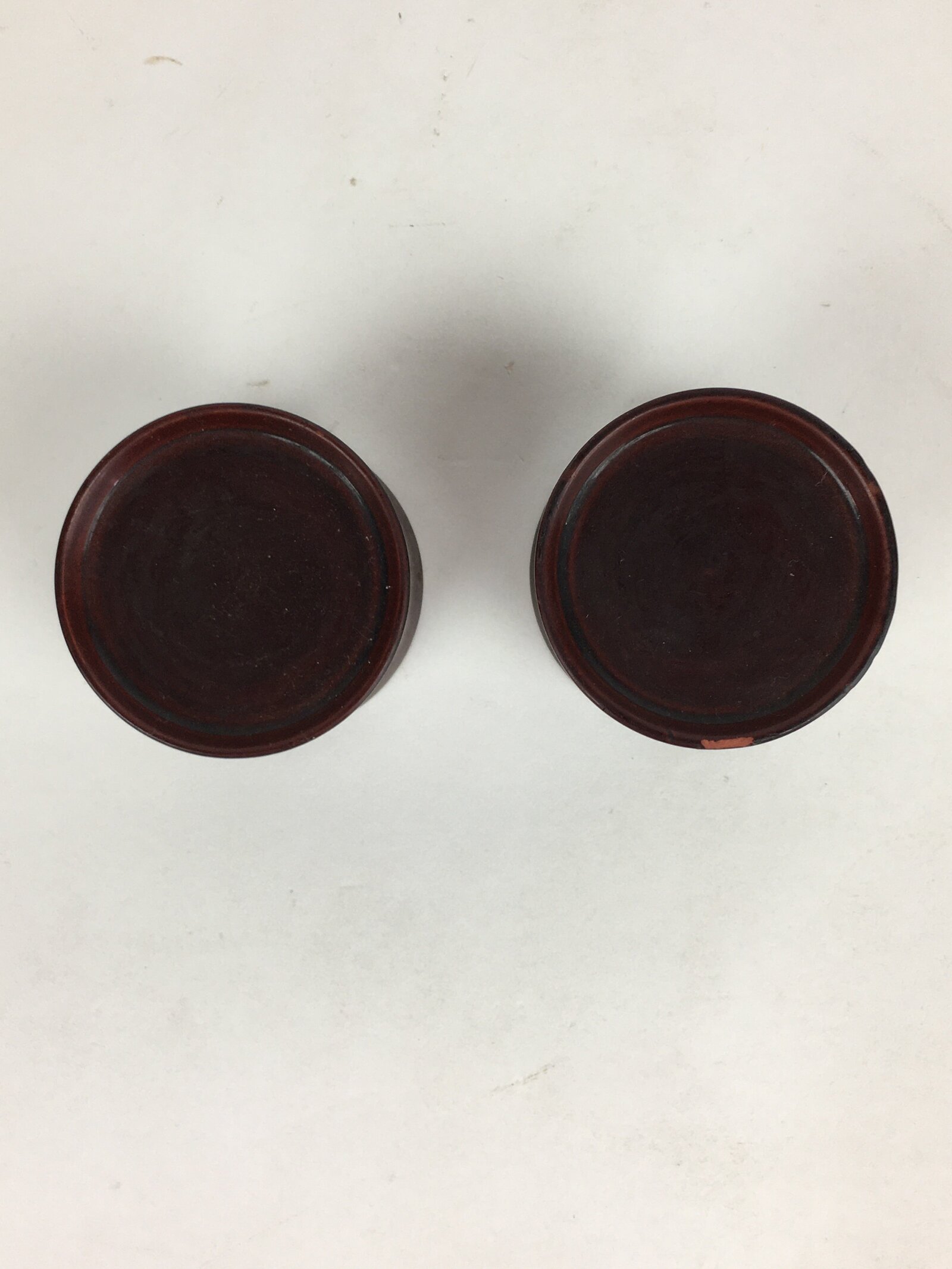 Japanese Buddhist Altar Fitting Vtg Lacquer Rine Offering Cup Stand 2pc Set BU65