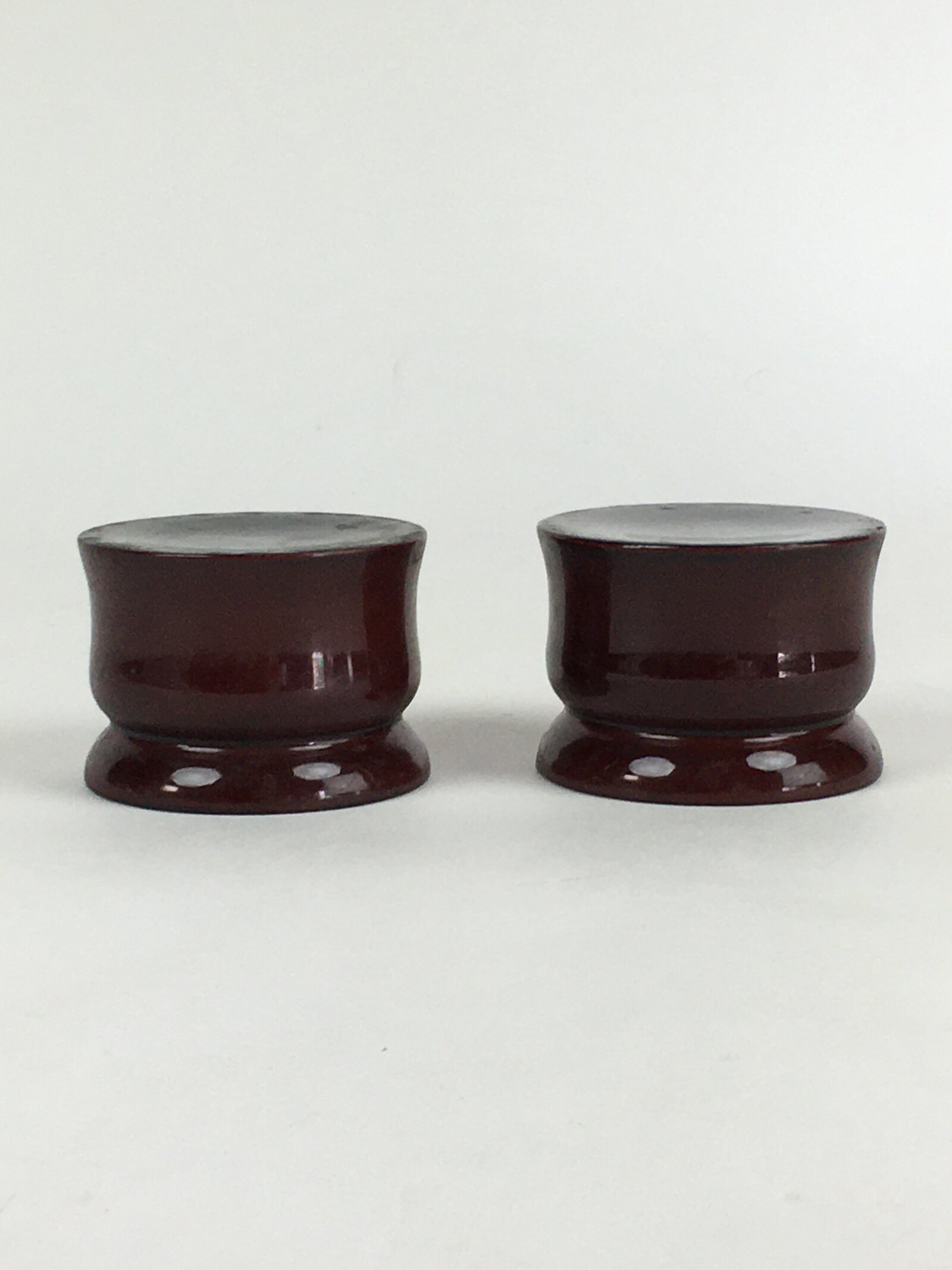 Japanese Buddhist Altar Fitting Vtg Lacquer Rine Offering Cup Stand 2pc Set BU65