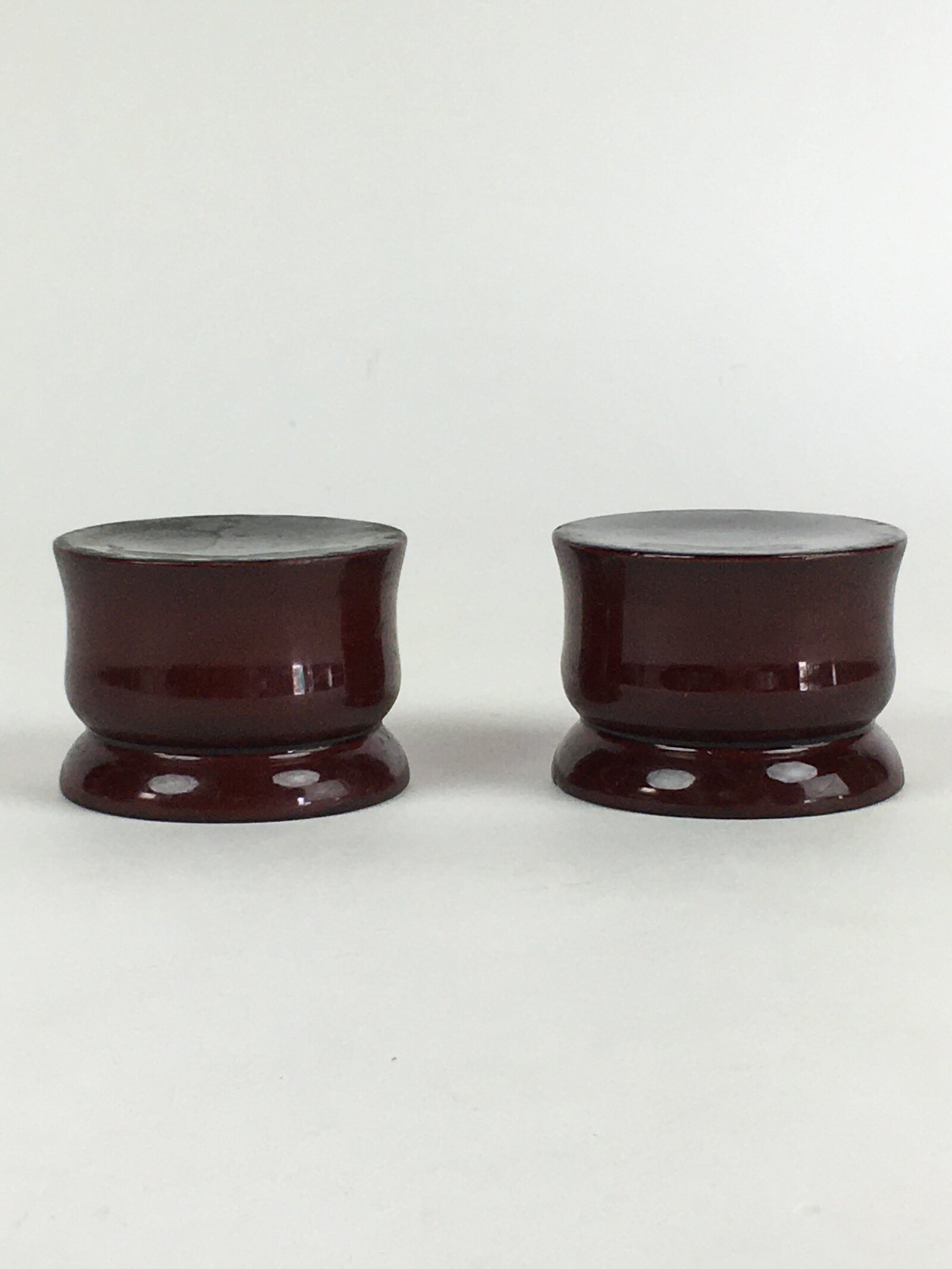 Japanese Buddhist Altar Fitting Vtg Lacquer Rine Offering Cup Stand 2pc Set BU65