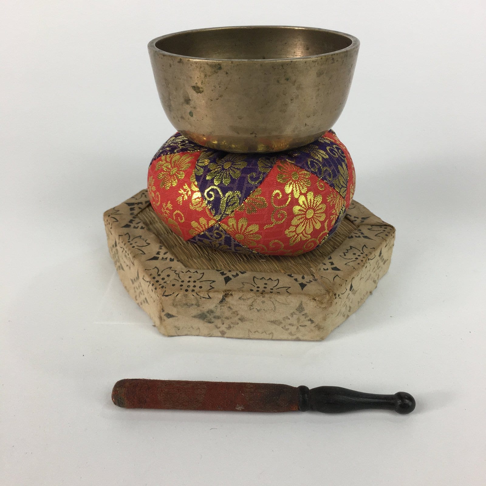 Japanese Buddhist Altar Fitting Vtg Orin Bell Singing Bowl Pillow Striker BU446