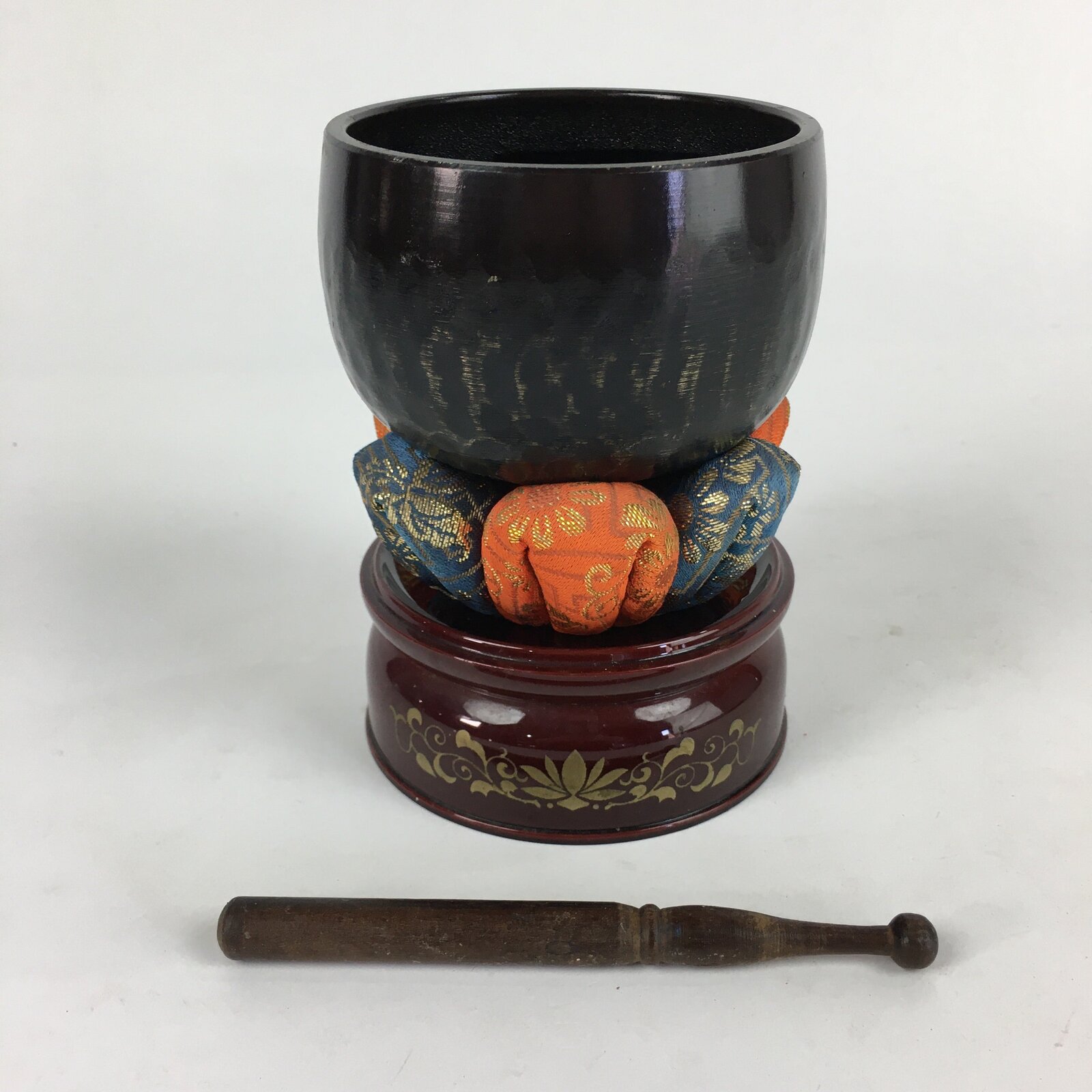 Japanese Buddhist Altar Fitting Vtg Orin Bell Singing Bowl Pillow Striker BU684