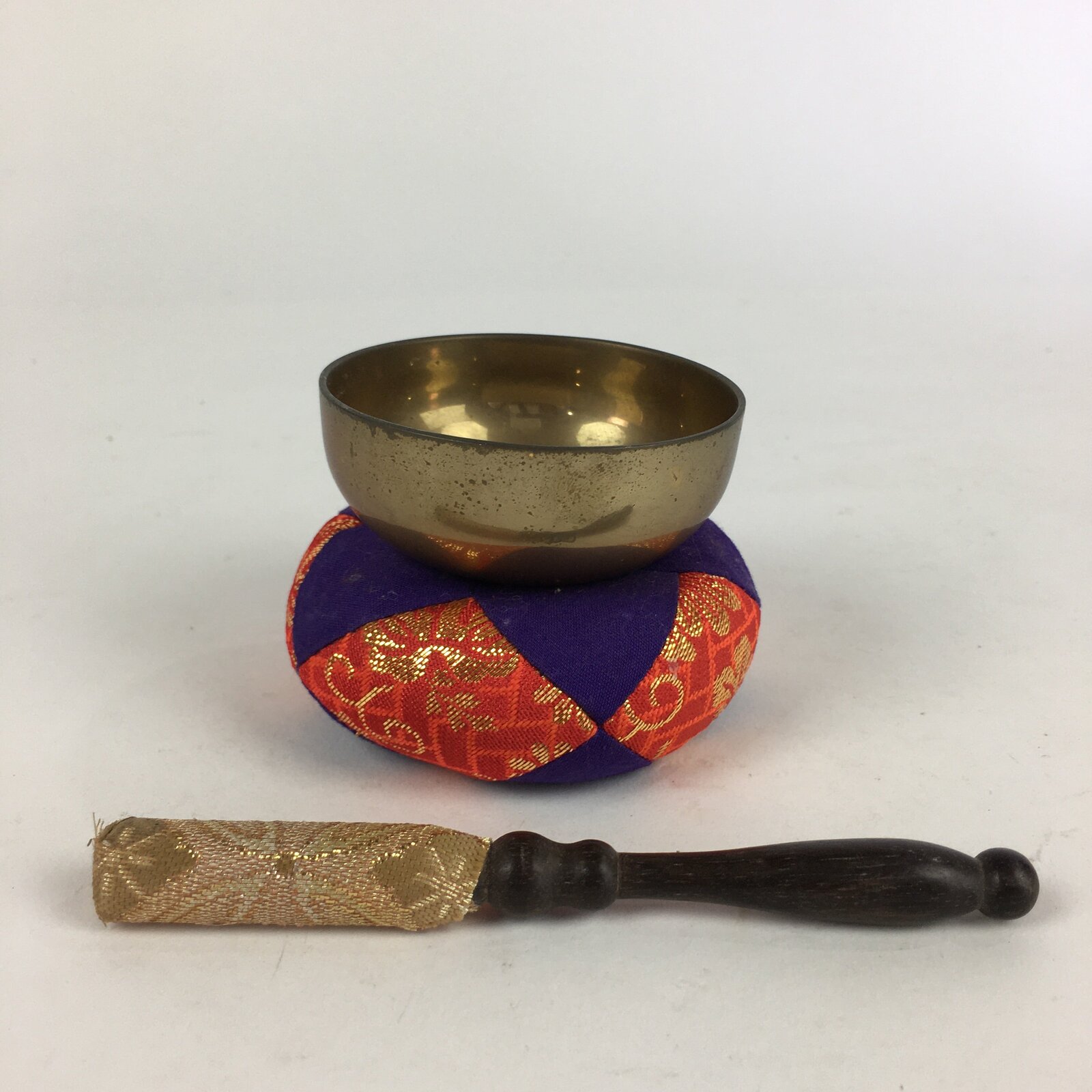 Japanese Buddhist Altar Fitting Vtg Orin Bell Singing Bowl Pillow Striker BU721