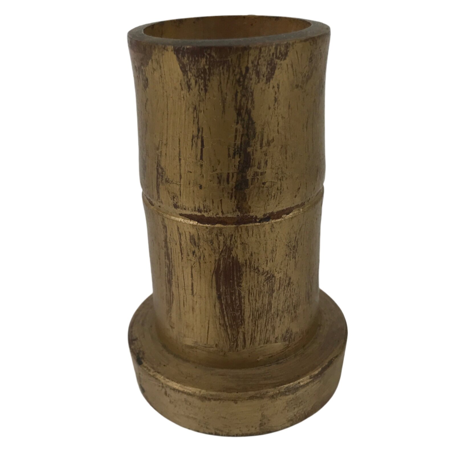 Japanese Buddhist Altar Fitting Wood Bamboo Flower Vase Vtg Hanatate Gold BA569