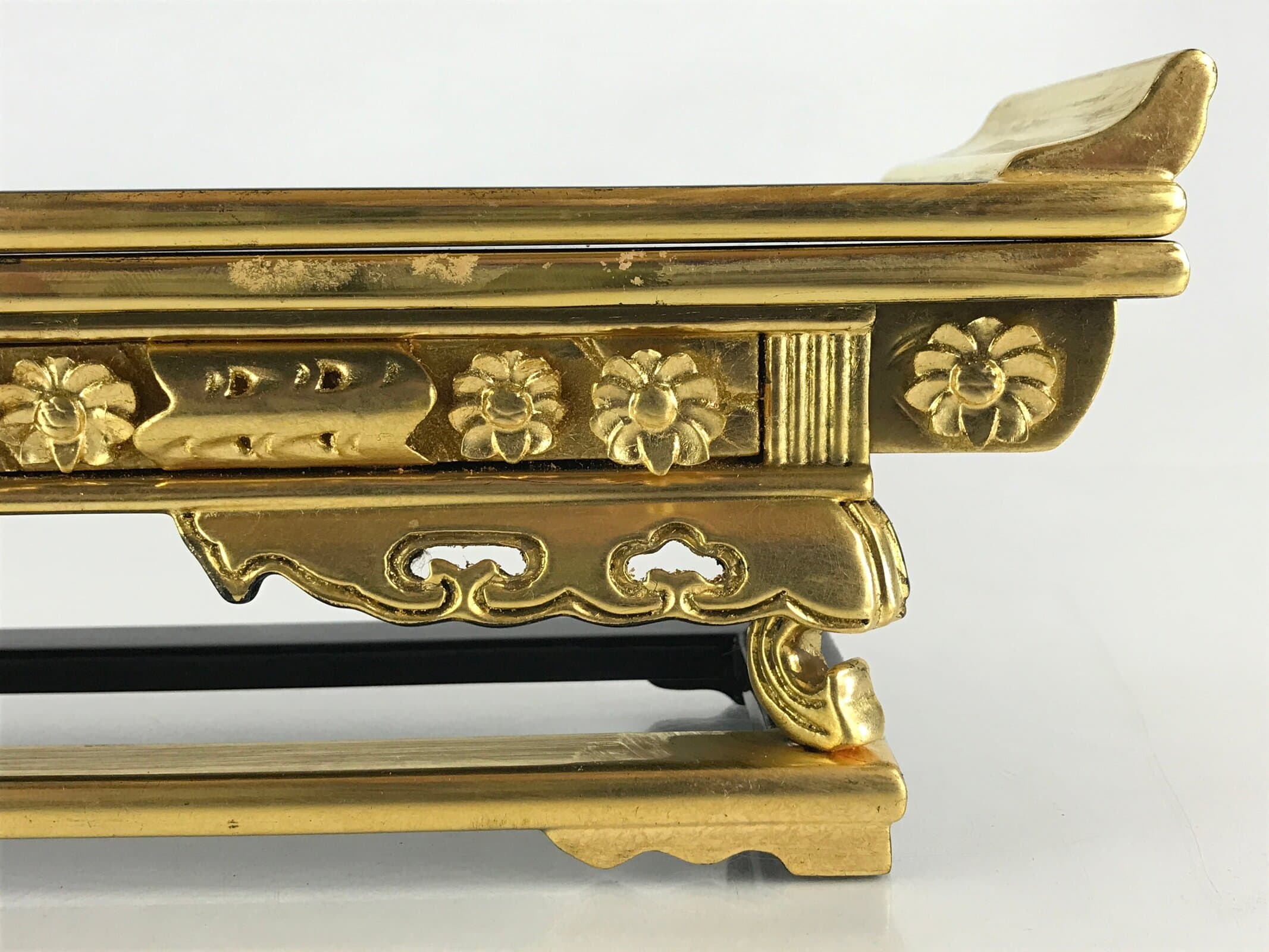 Japanese Buddhist Altar Fitting Wood Lacquer Offering Table Maejyoku Gold BU943