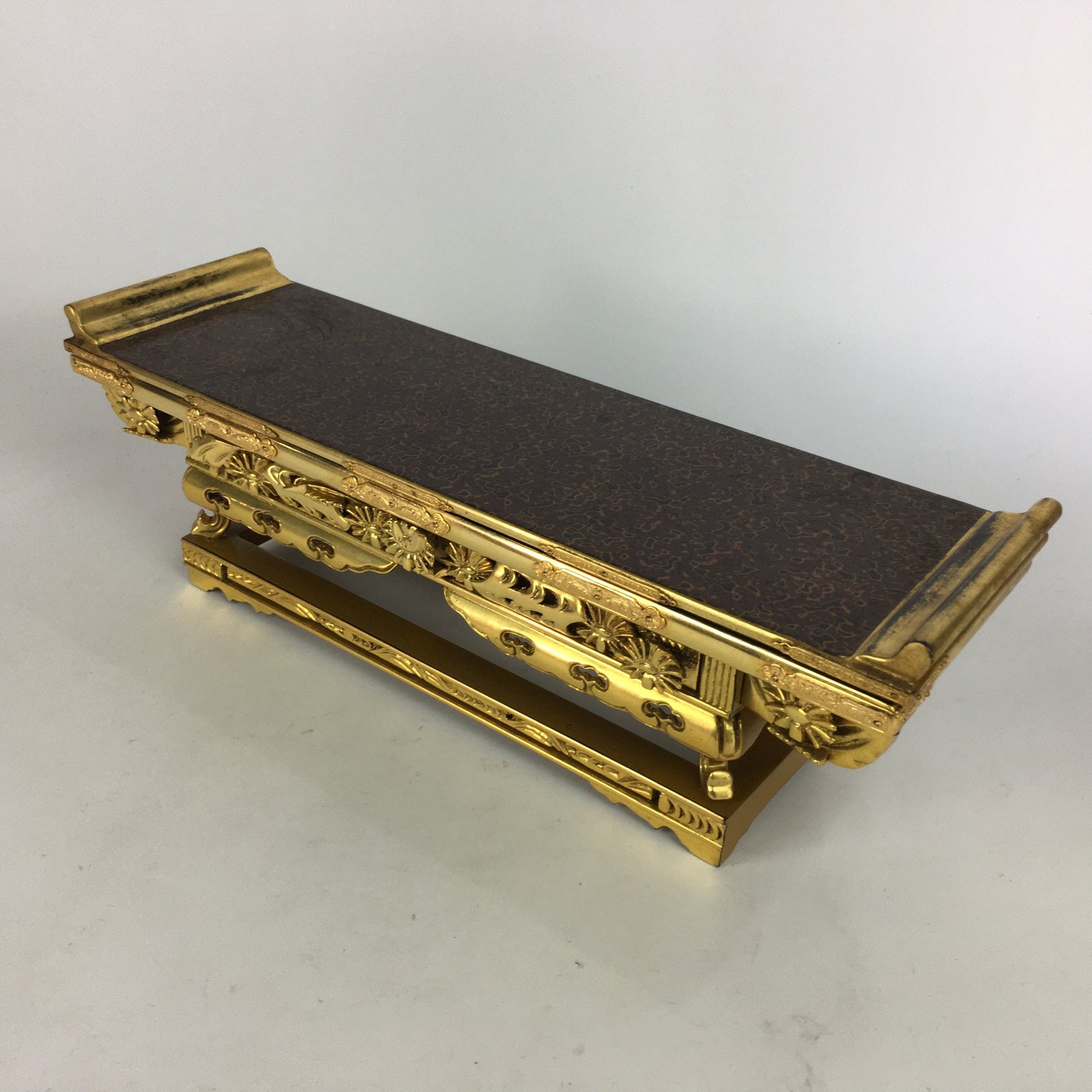 Japanese Buddhist Altar Fitting Wood Lacquer Offering Table Tsugaru Nuri BU469