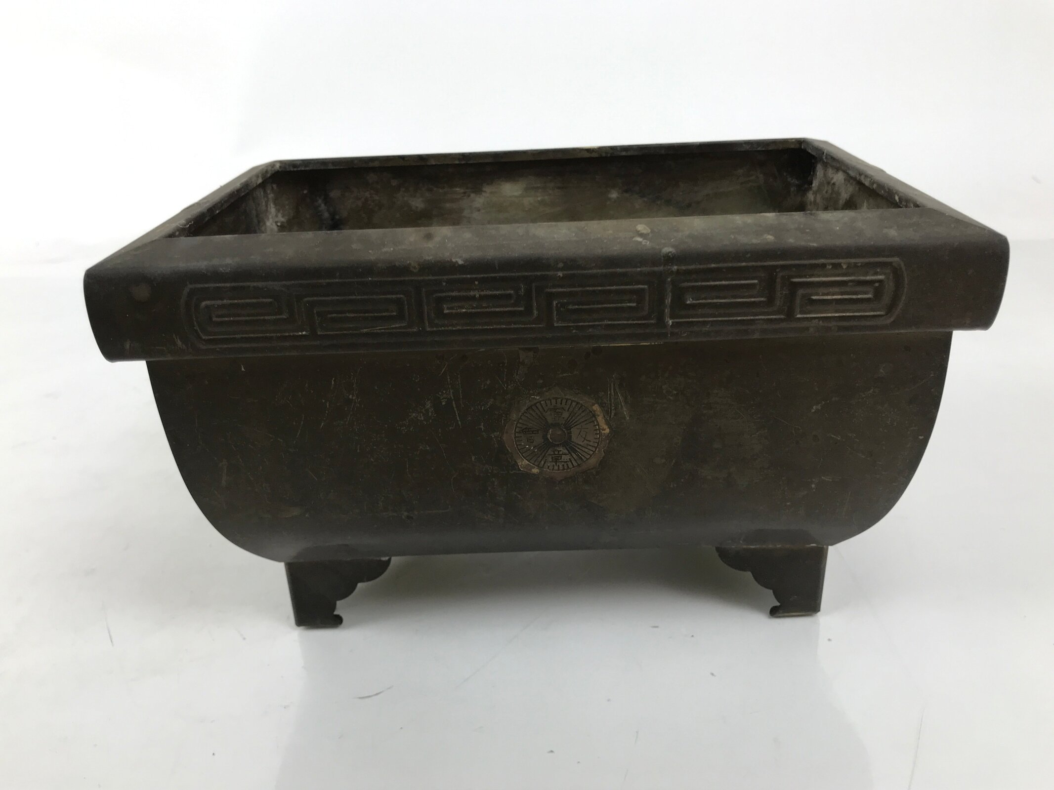 Japanese Buddhist Altar Fitting Wood Metal Incense Burner Koro Rectangle BA696