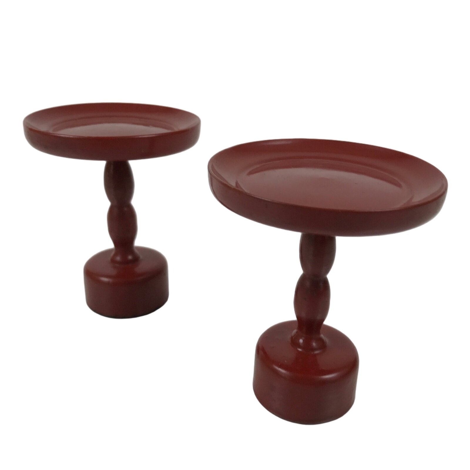 Japanese Buddhist Altar Lacquer Wood Offering Stand Vtg Takatsuki 2pc Red BA767