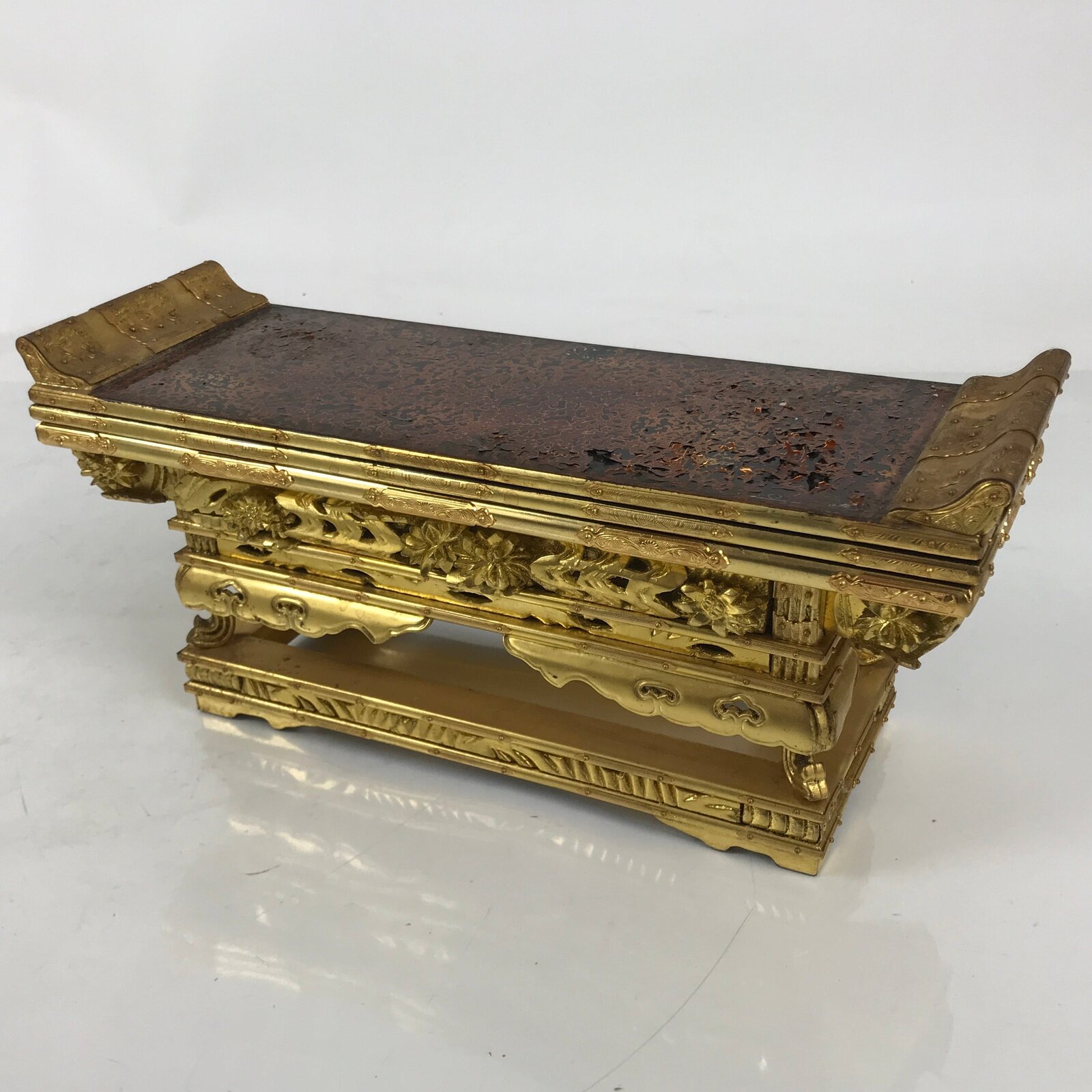 Japanese Buddhist Altar Lacquer Wood Offering Table Vtg Maejoku Wakasa BA622