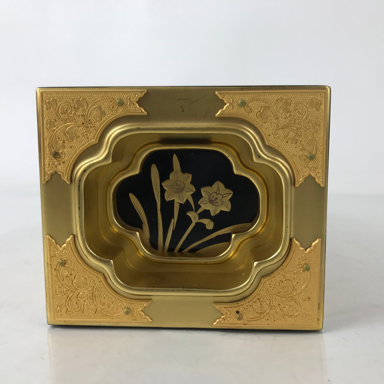 Japanese Buddhist Altar Lacquered Drawer Vtg Gold Makie Kikyo Bellflower BA574