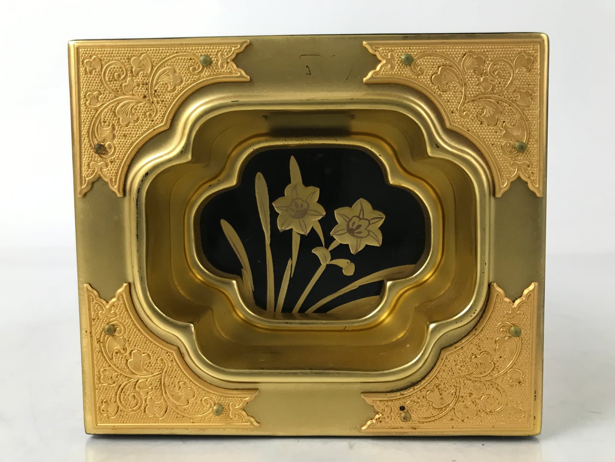 Japanese Buddhist Altar Lacquered Drawer Vtg Gold Makie Kikyo Bellflower BA574