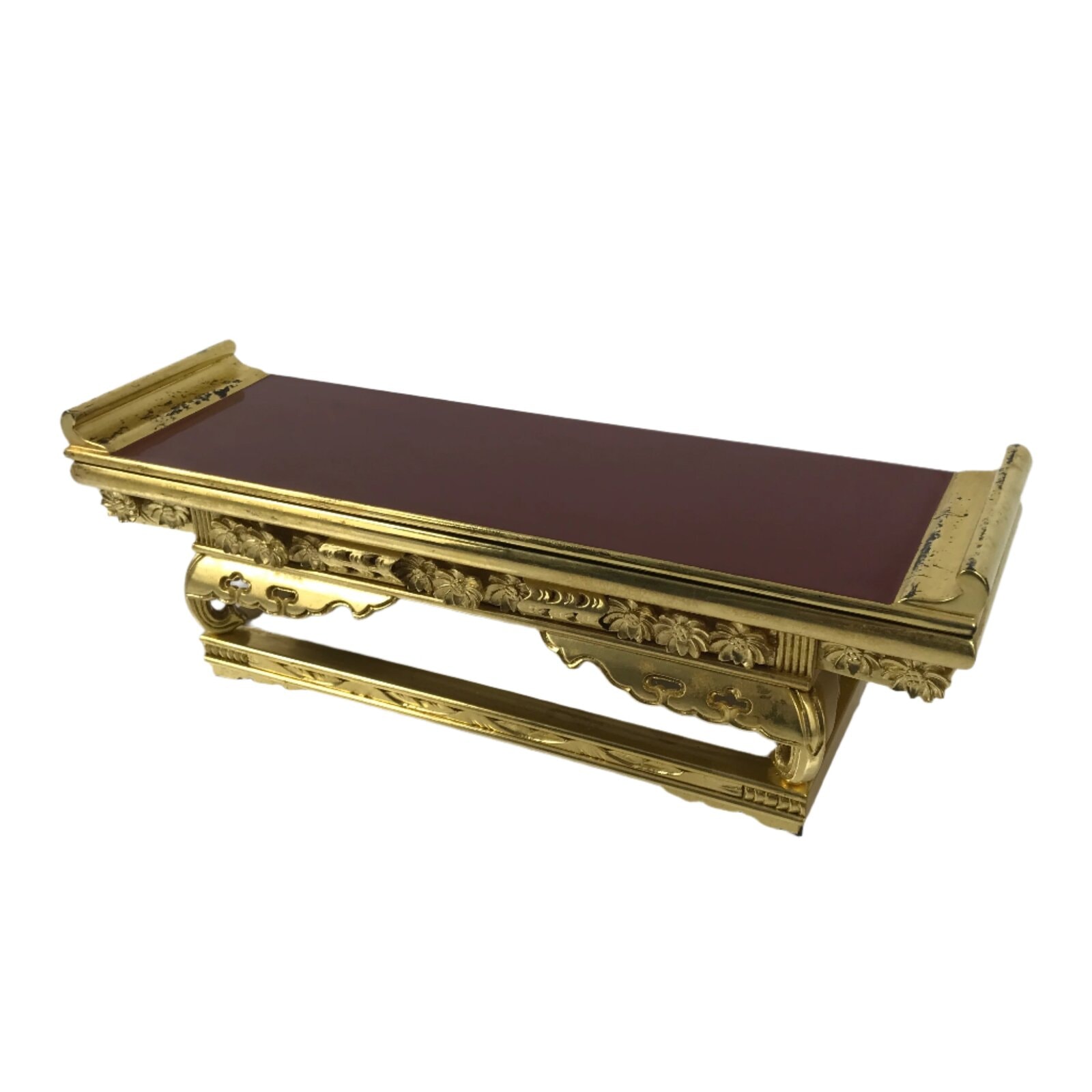 Japanese Buddhist Altar Lacquered Wood Offering Table Vtg Maejoku Red Gold BA603