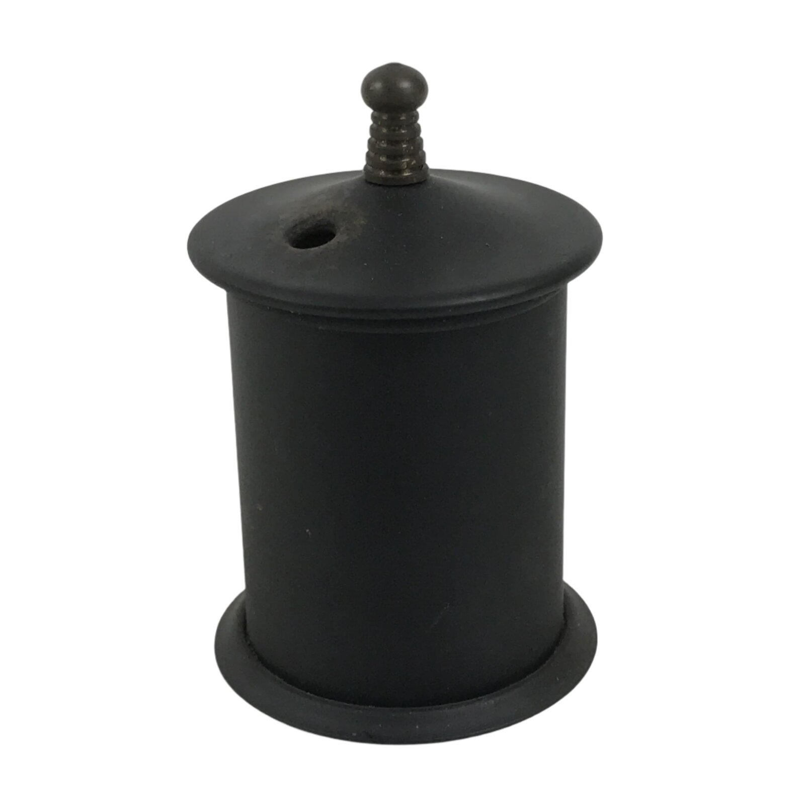 Japanese Buddhist Altar Metal Matchstick Disposal Jar Hikeshi Vtg Black BA637