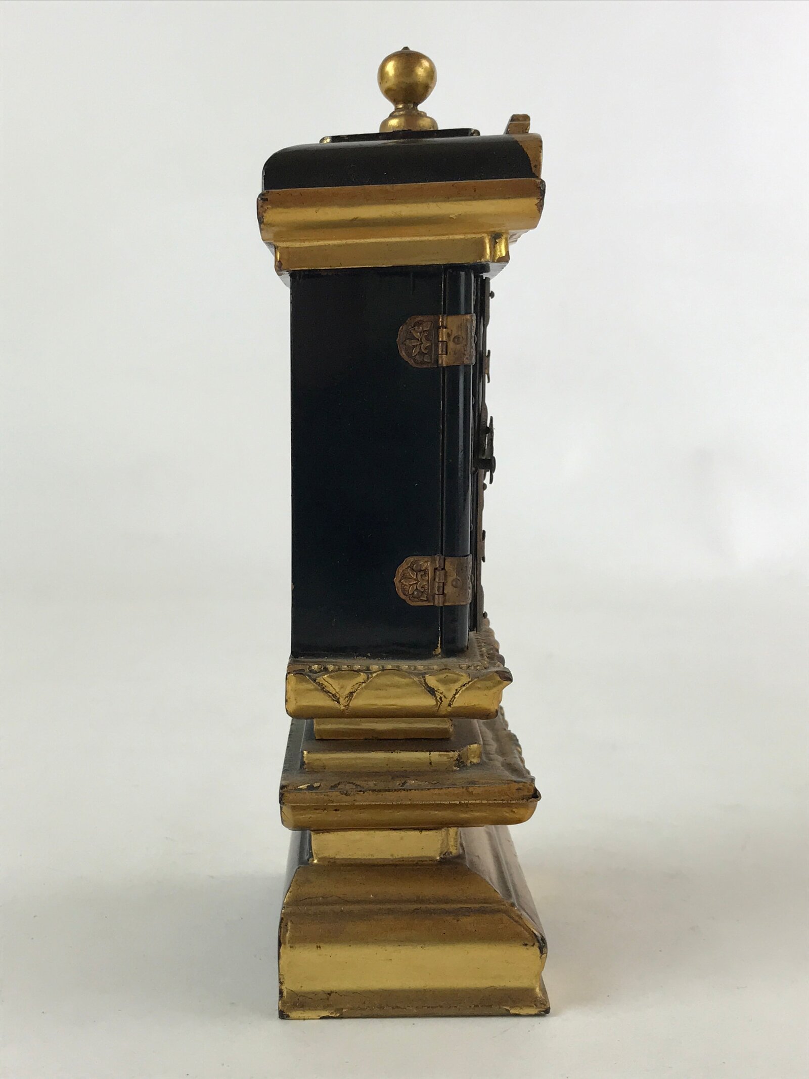 Japanese Buddhist Altar Mortuary Tablet Vtg Gold Black Wood Lacquer Ihai BA135