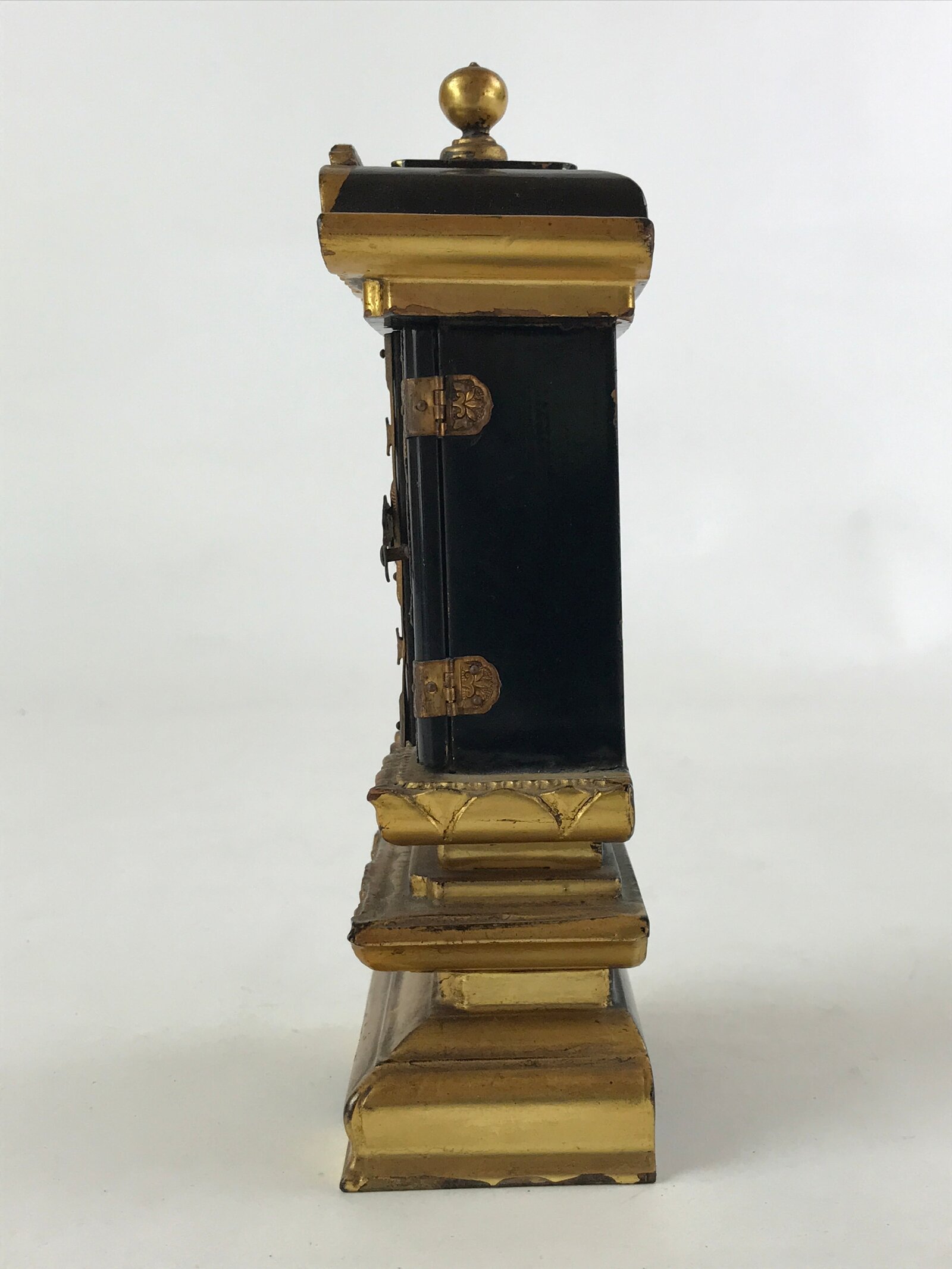 Japanese Buddhist Altar Mortuary Tablet Vtg Gold Black Wood Lacquer Ihai BA135