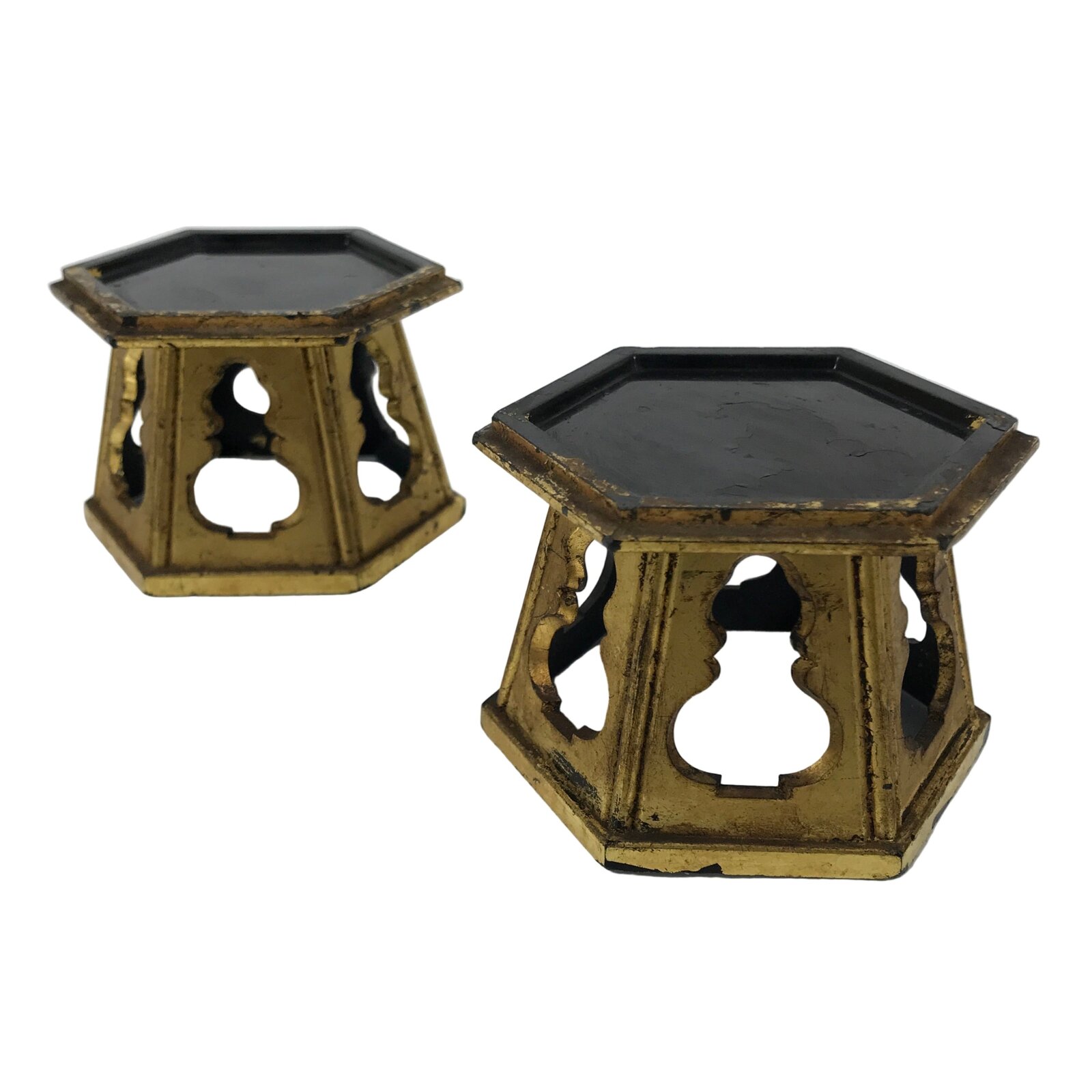 Japanese Buddhist Altar Offering Cup Stand Vtg 2pc Resin Bukki Butsugu BA735