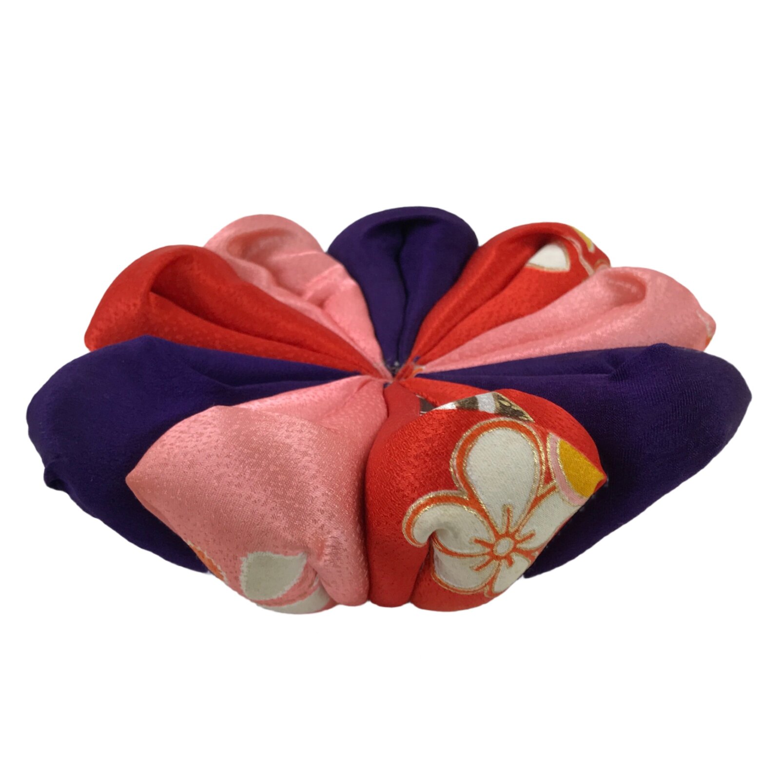 Japanese Buddhist Altar Orin Bell Singing Bowl Silk Fabric Pillow Pink Red BA546