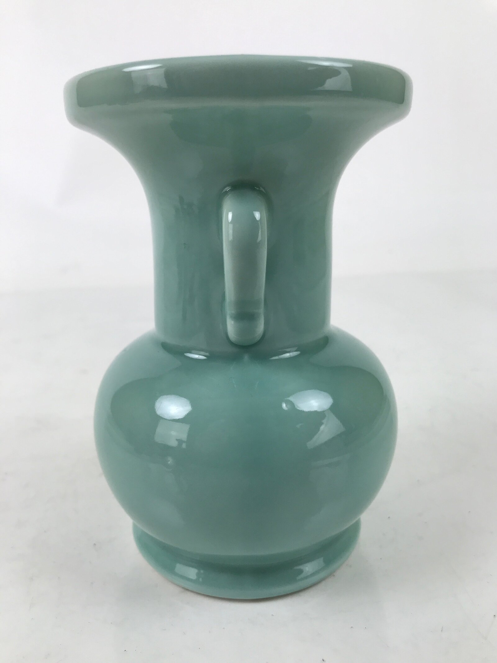 Japanese Buddhist Altar Porcelain Flower Vase Vtg Hanatate Celadon Blue BA537