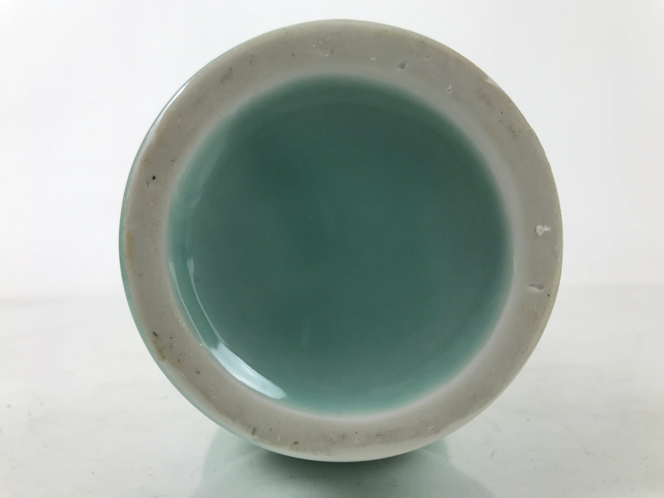 Japanese Buddhist Altar Porcelain Flower Vase Vtg Hanatate Celadon Blue BA537