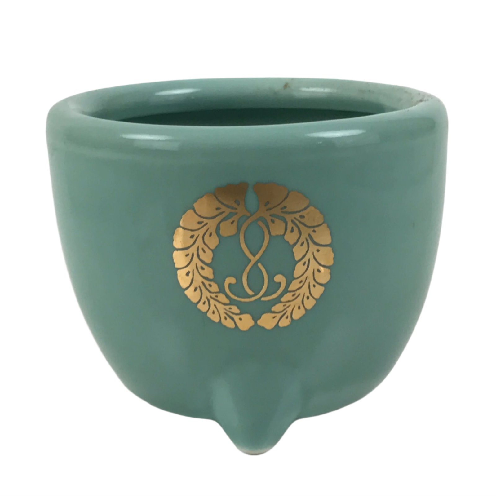 Japanese Buddhist Altar Porcelain Incense Burner Koro Vtg Celadon Blue BA663