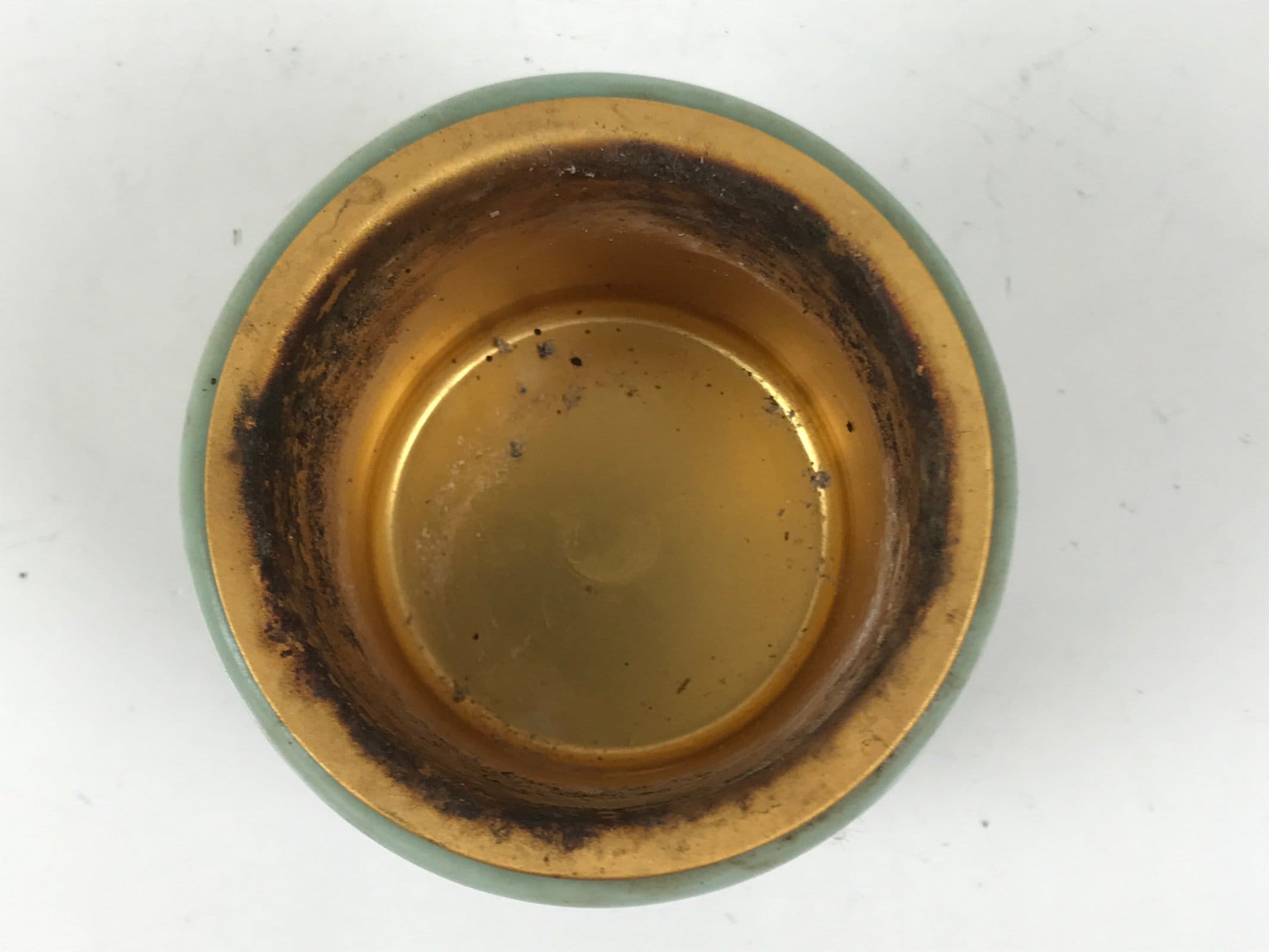 Japanese Buddhist Altar Porcelain Incense Burner Koro Vtg Celadon Blue BA666