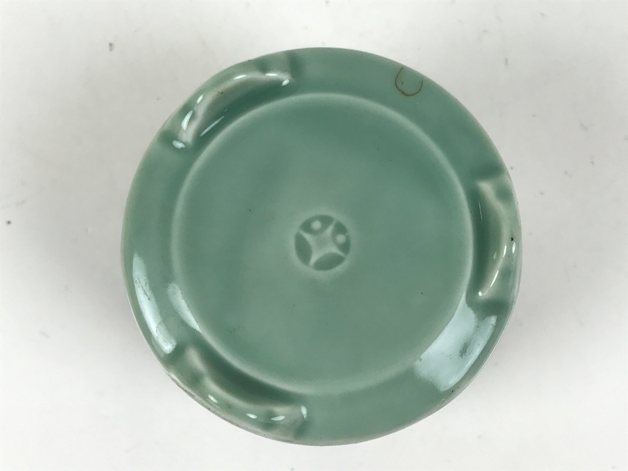 Japanese Buddhist Altar Porcelain Incense Burner Koro Vtg Celadon Blue BA666