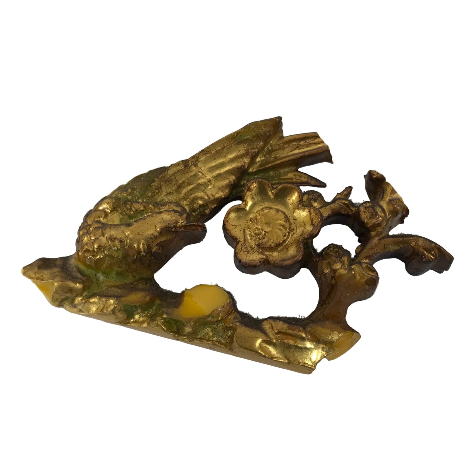 Japanese Buddhist Altar Resin Decor Butsudan Spare Part Vtg Bird Plum Gold BA751