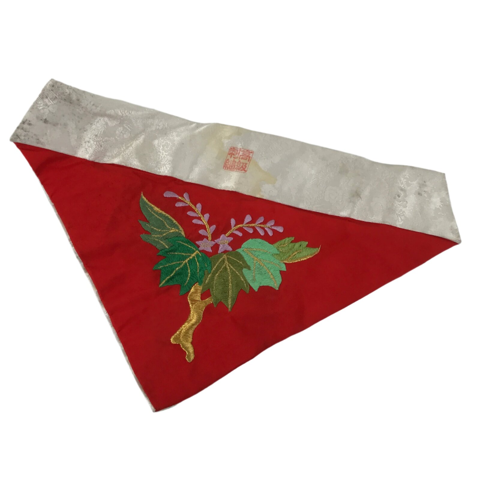 Japanese Buddhist Altar Silk Table Cloth Uchishiki Embroidered Floral Leaf UC32