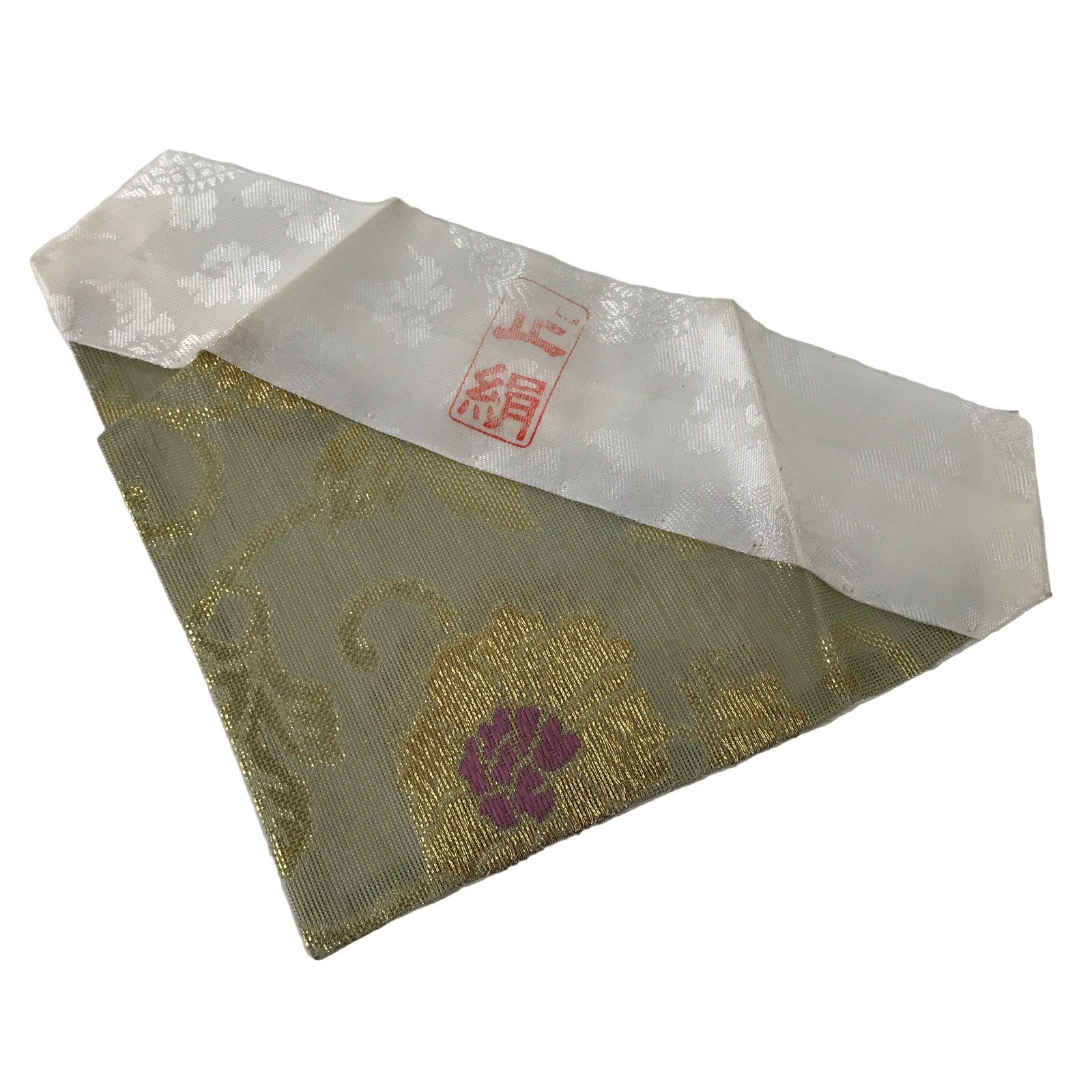 Japanese Buddhist Altar Silk Table Cloth Uchishiki Gold Peony Flower Green UC36