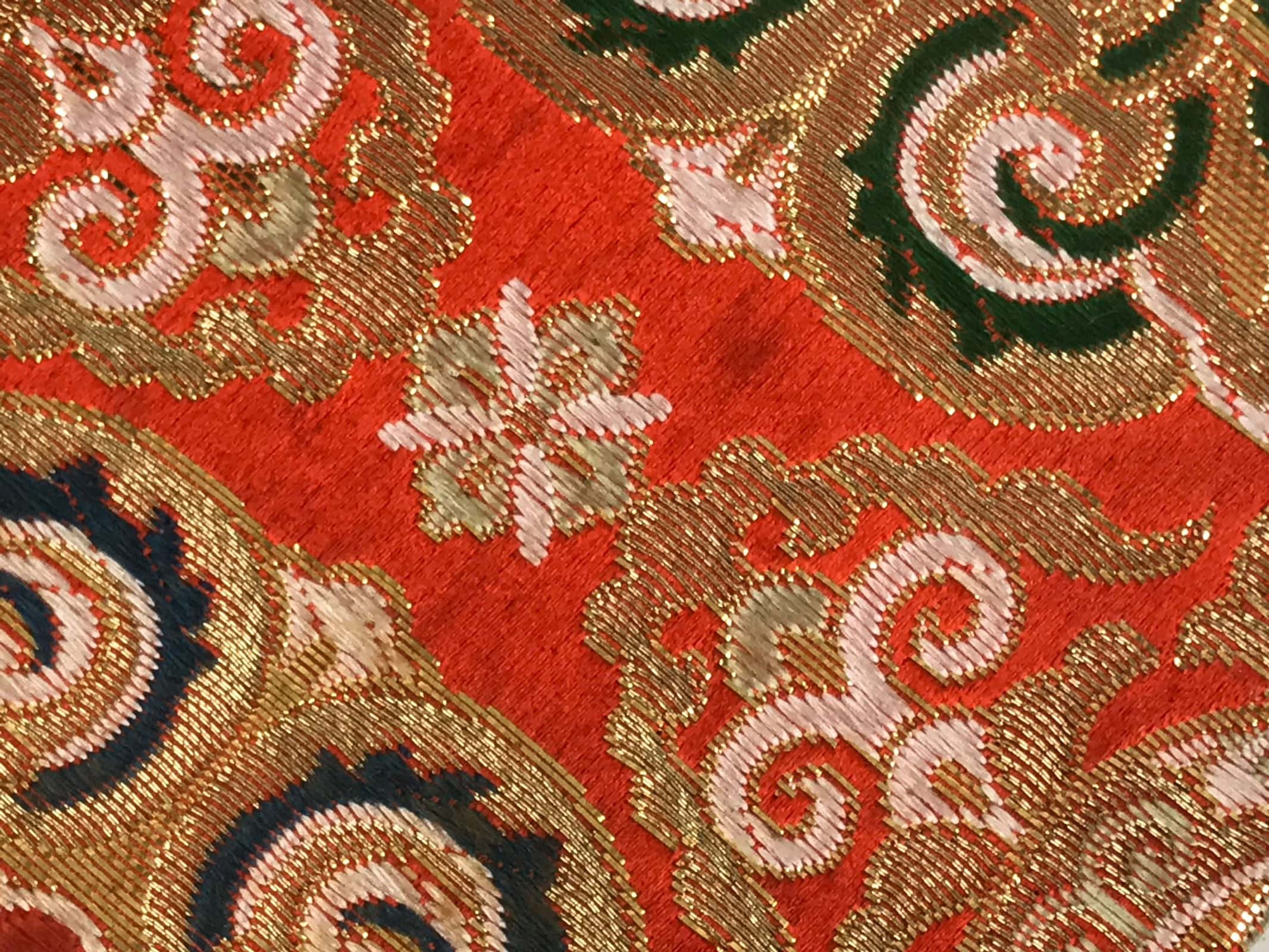 Japanese Buddhist Altar Silk Table Cloth Uchishiki Mandala Orange Gold UC25