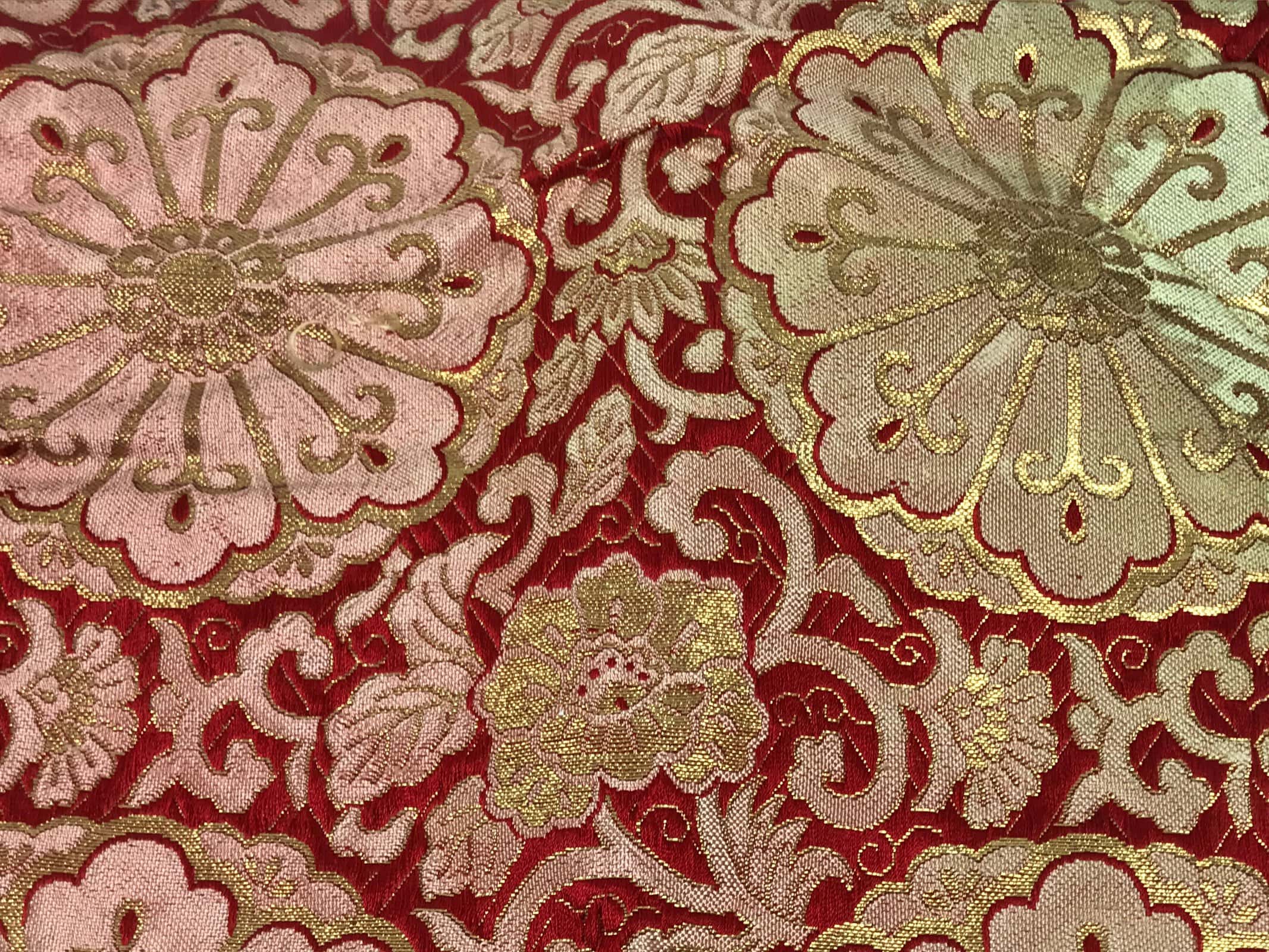 Japanese Buddhist Altar Silk Table Cloth Uchishiki Peony Mandala Embroidery UC33