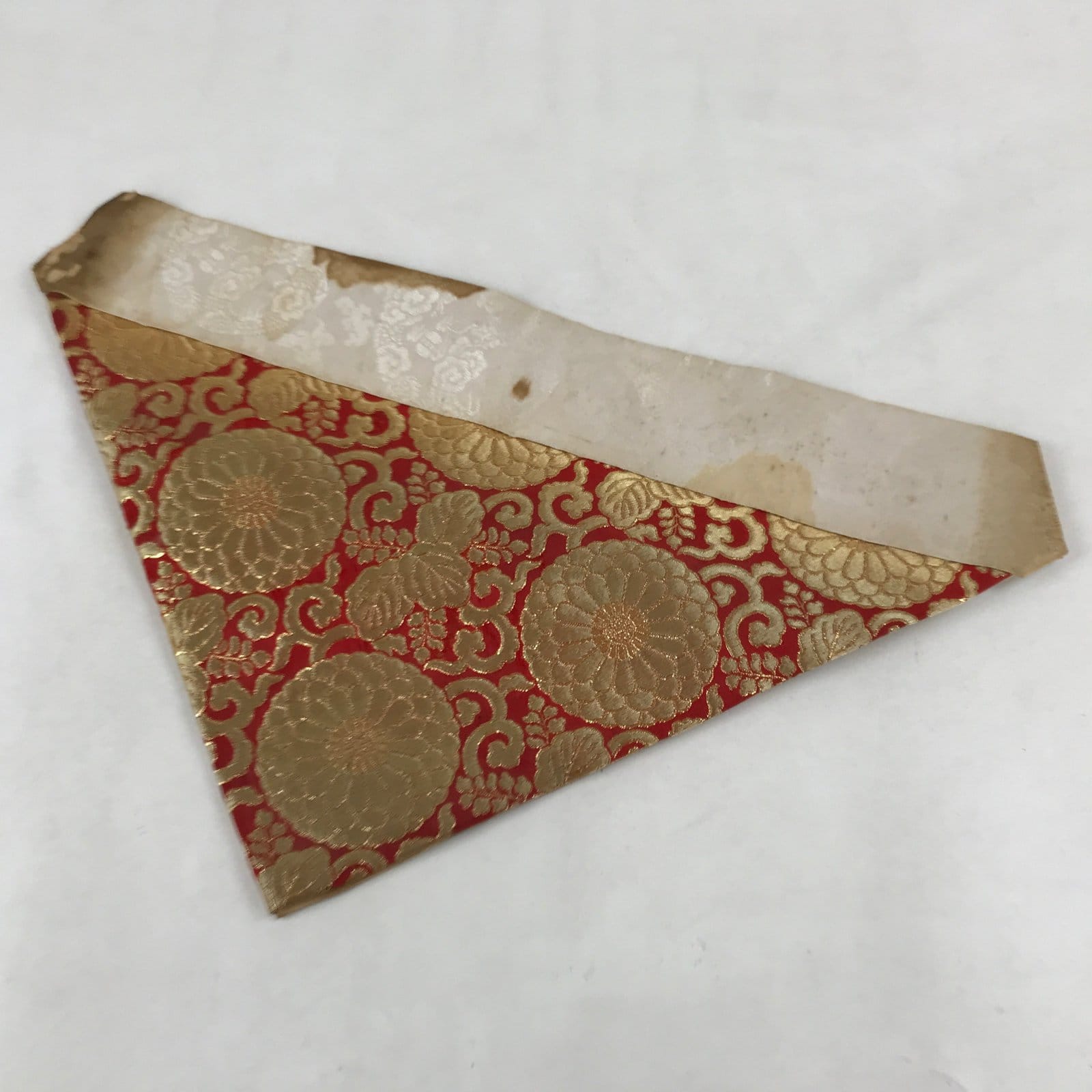 Japanese Buddhist Altar Silk Table Cloth Uchishiki Vtg Chrysanthemum Gold BA257