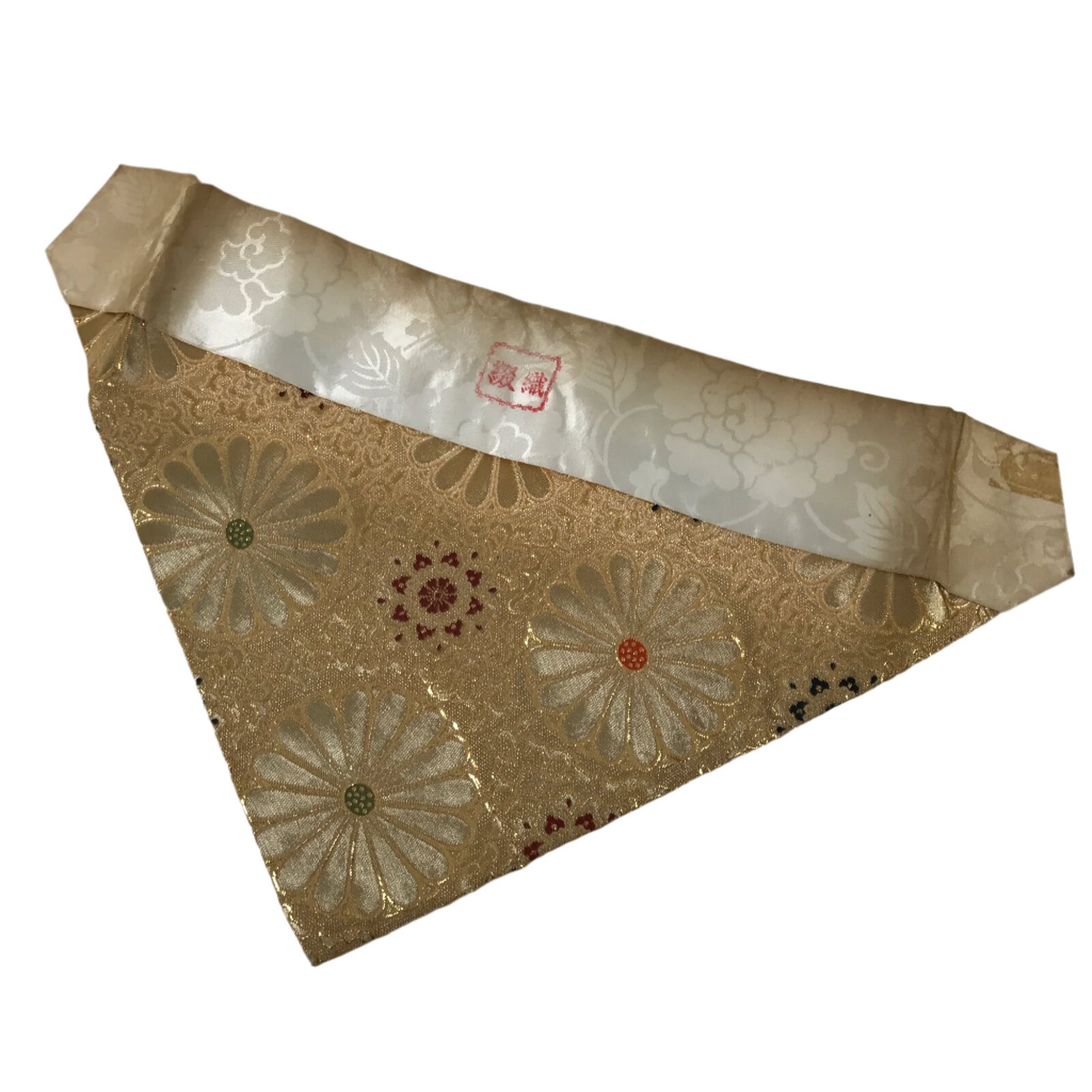 Japanese Buddhist Altar Silk Table Cloth Uchishiki Vtg Chrysanthemum Gold UC16