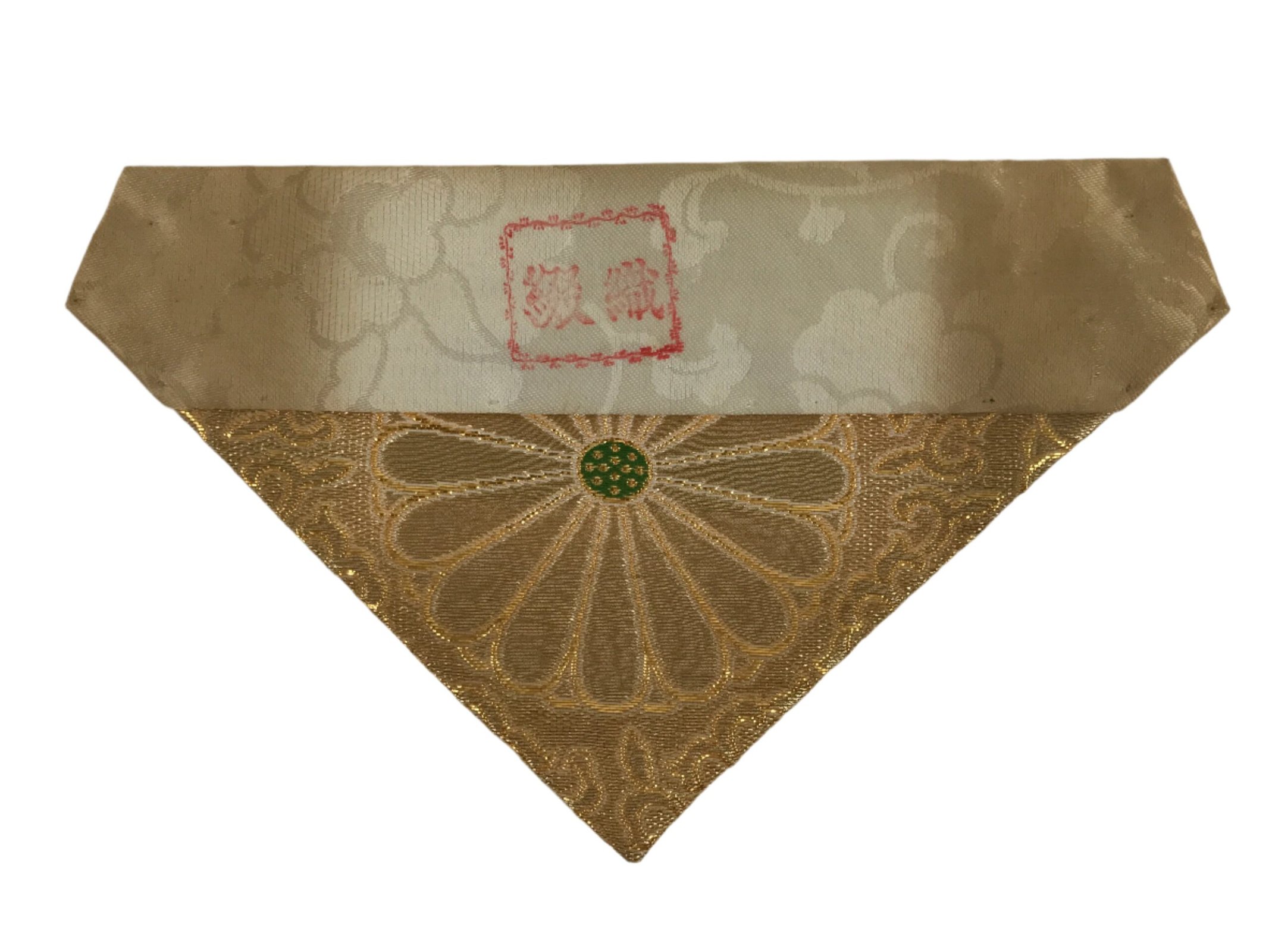 Japanese Buddhist Altar Silk Table Cloth Uchishiki Vtg Gold Chrysanthemum UC14