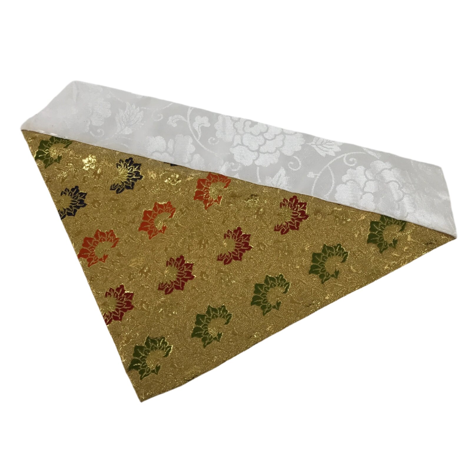 Japanese Buddhist Altar Silk Table Cloth Uchishiki Vtg Gold Red Blue Floral UC20