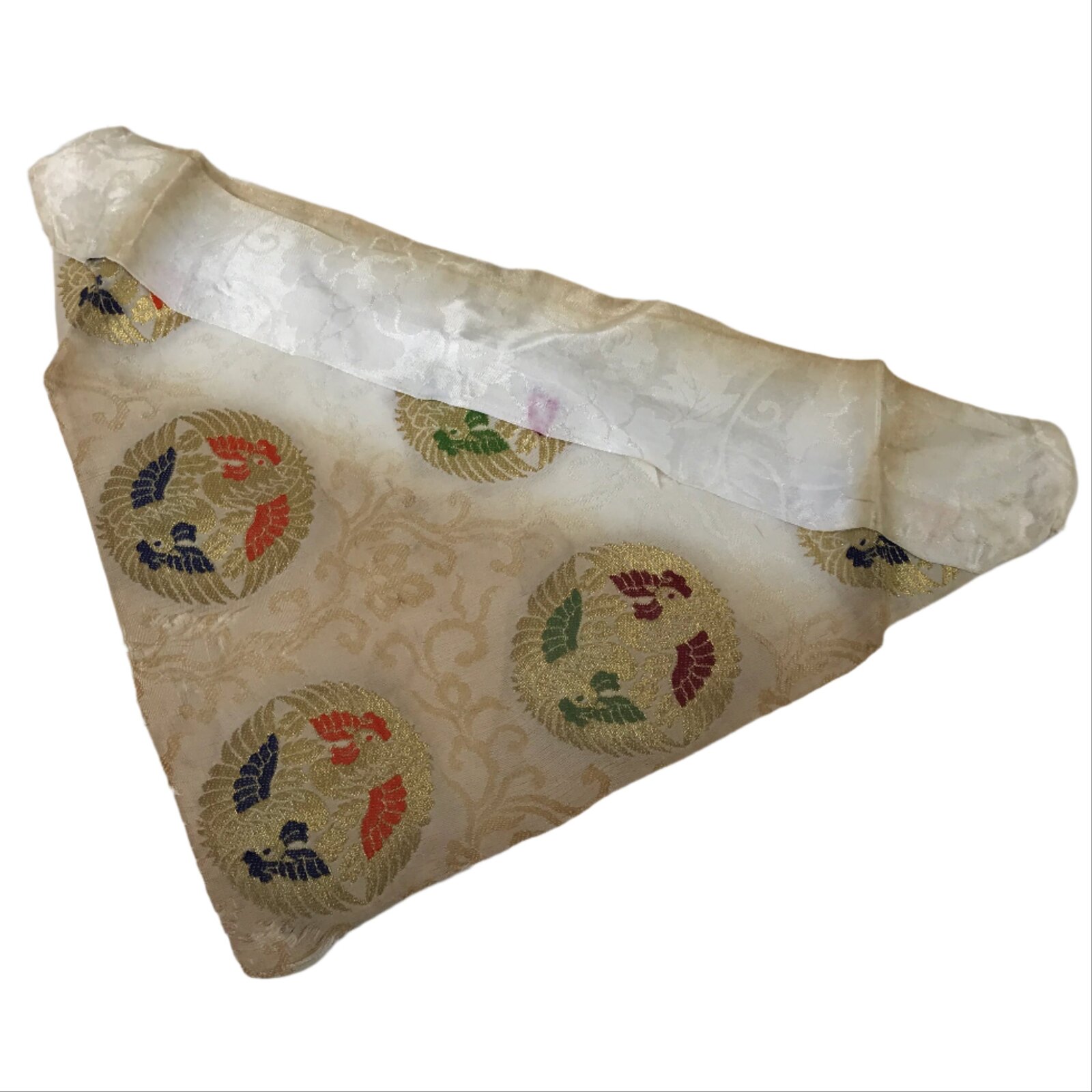 Japanese Buddhist Altar Silk Table Cloth Uchishiki Vtg Ho-Oh Bird Gold Red UC17