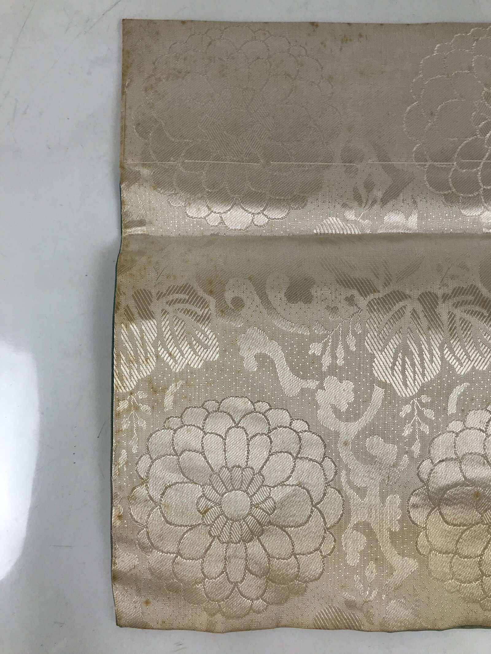 Japanese Buddhist Altar Silk Table Cloth Uchishiki Vtg Lotus Pond Blue Pink UC23