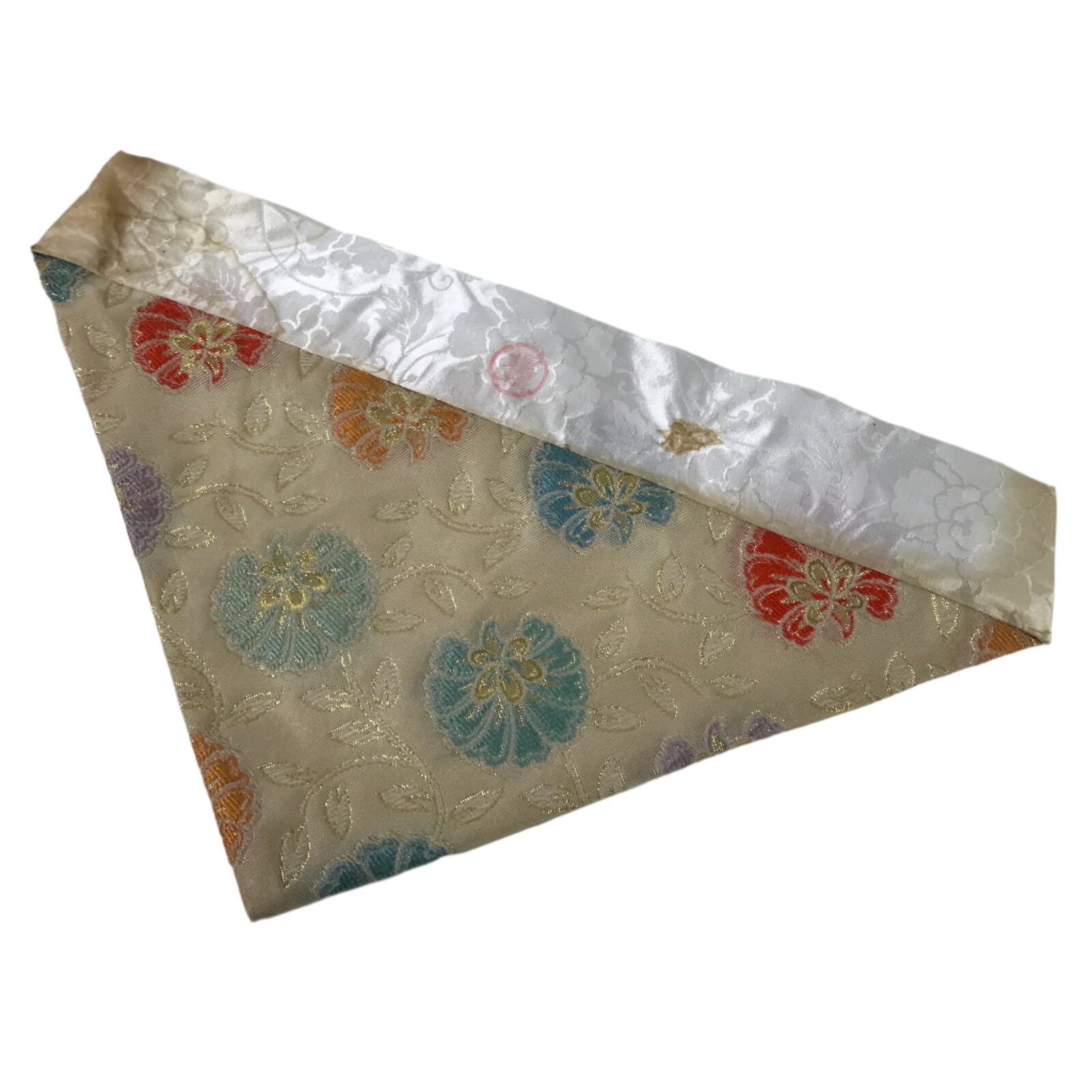 Japanese Buddhist Altar Silk Table Cloth Uchishiki Vtg Pastel Floral Beige UC17