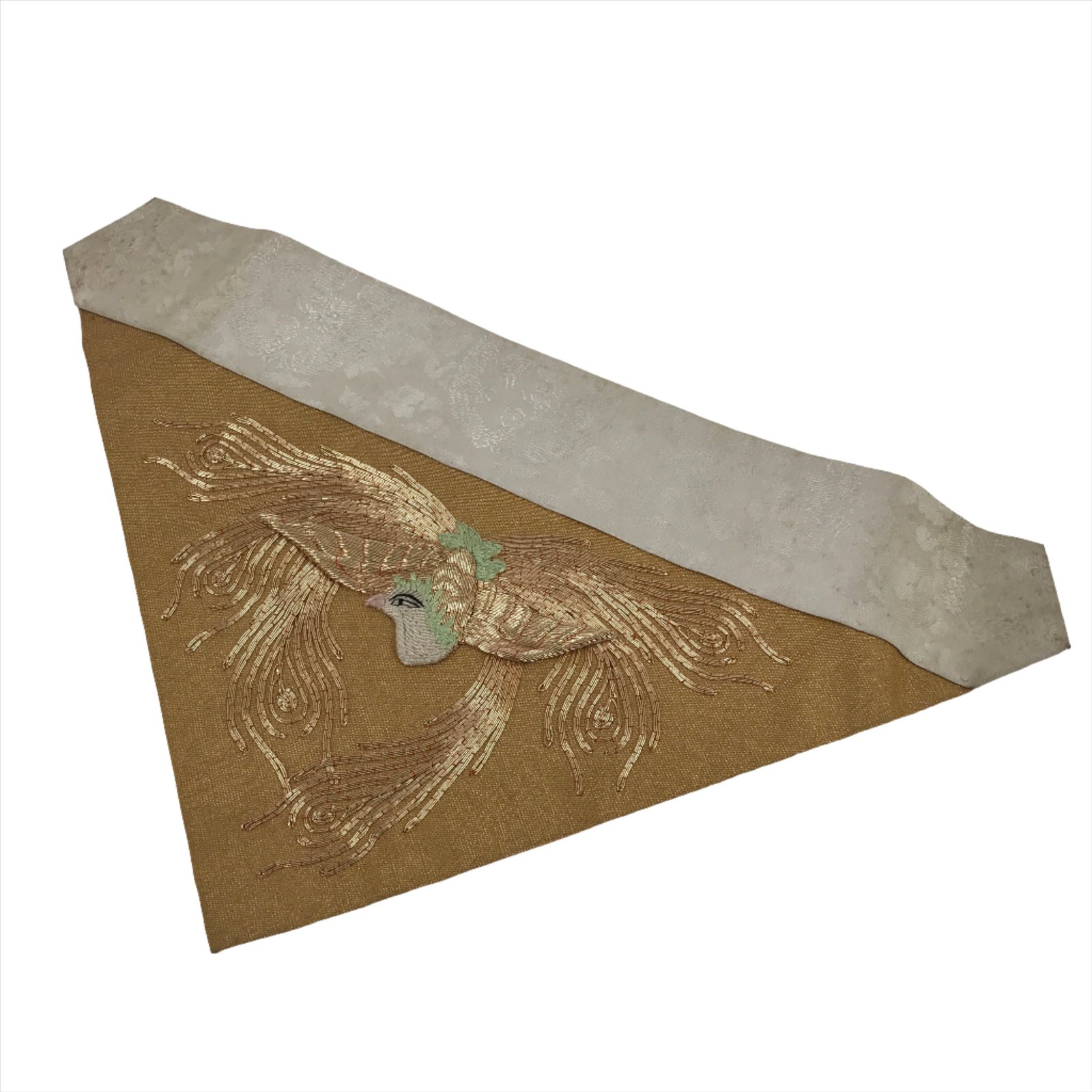 Japanese Buddhist Altar Silk Table Cloth Uchishiki Vtg Phoenix Gold BA313