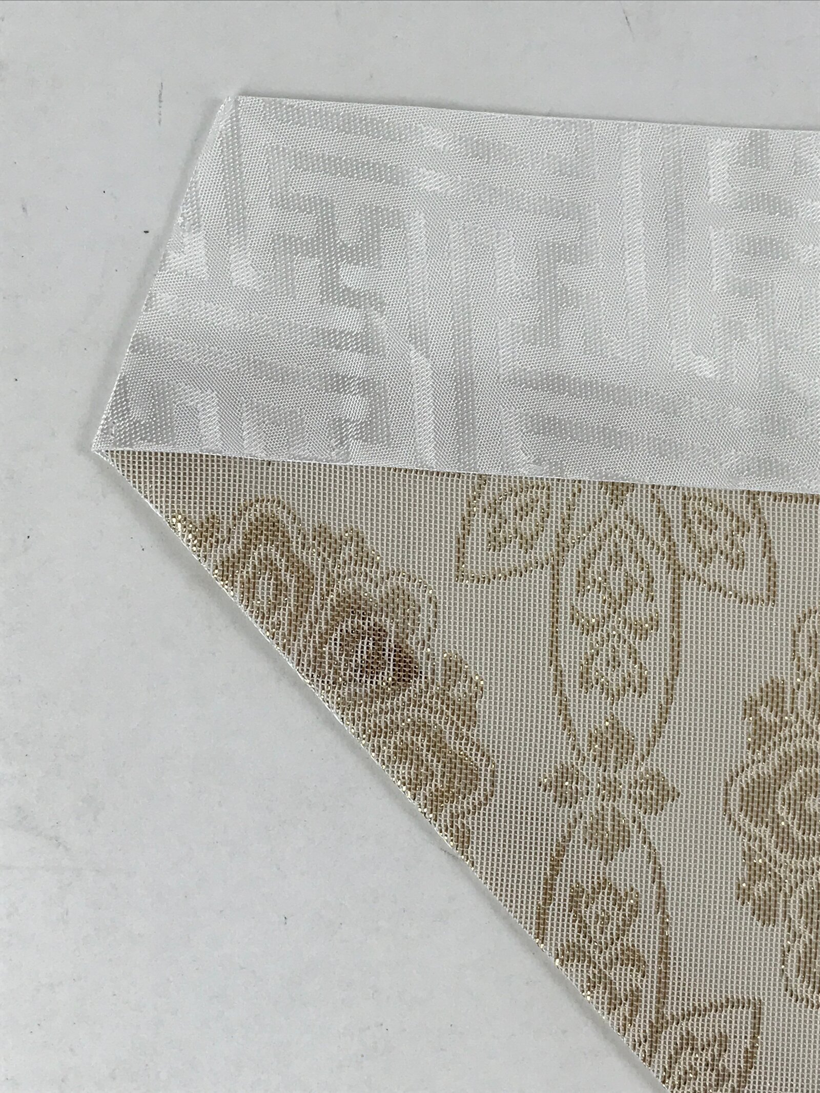 Japanese Buddhist Altar Silk Tablecloth Uchishiki Vtg Triangle Gray Gold BA138