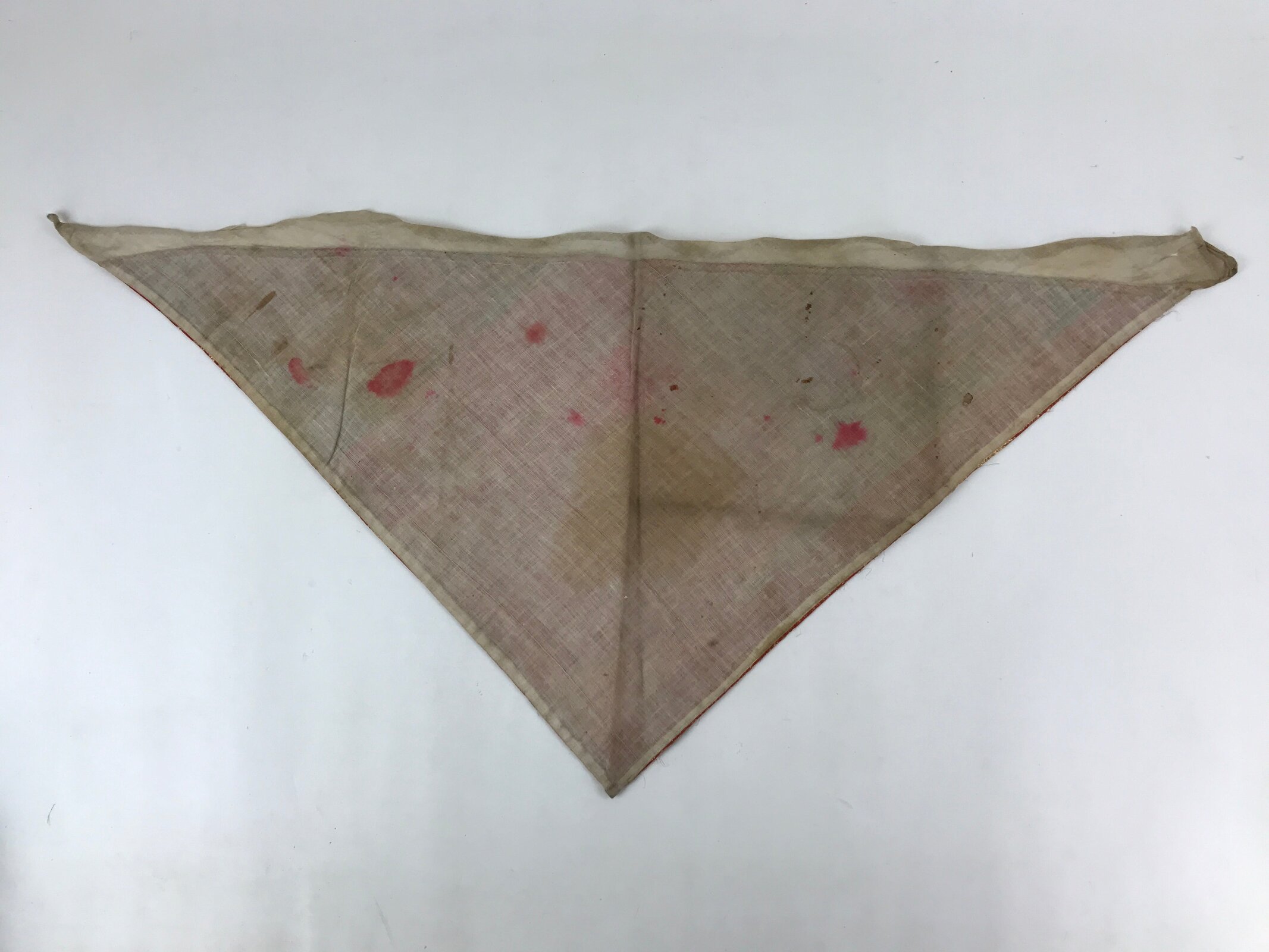 Japanese Buddhist Altar Silk Tablecloth Uchishiki Vtg Triangle Red Peony BA100
