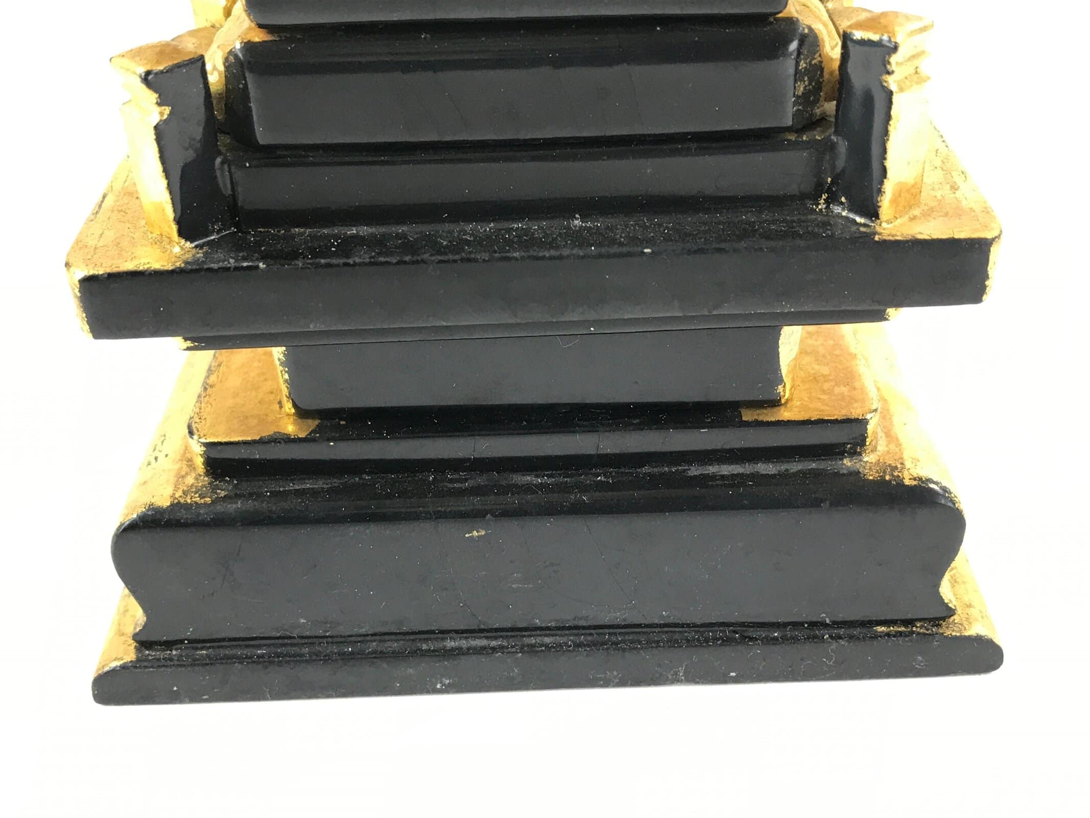 Japanese Buddhist Altar Spiritual Tablet Vtg Black Gold Lacquer Wood Ihai BA179