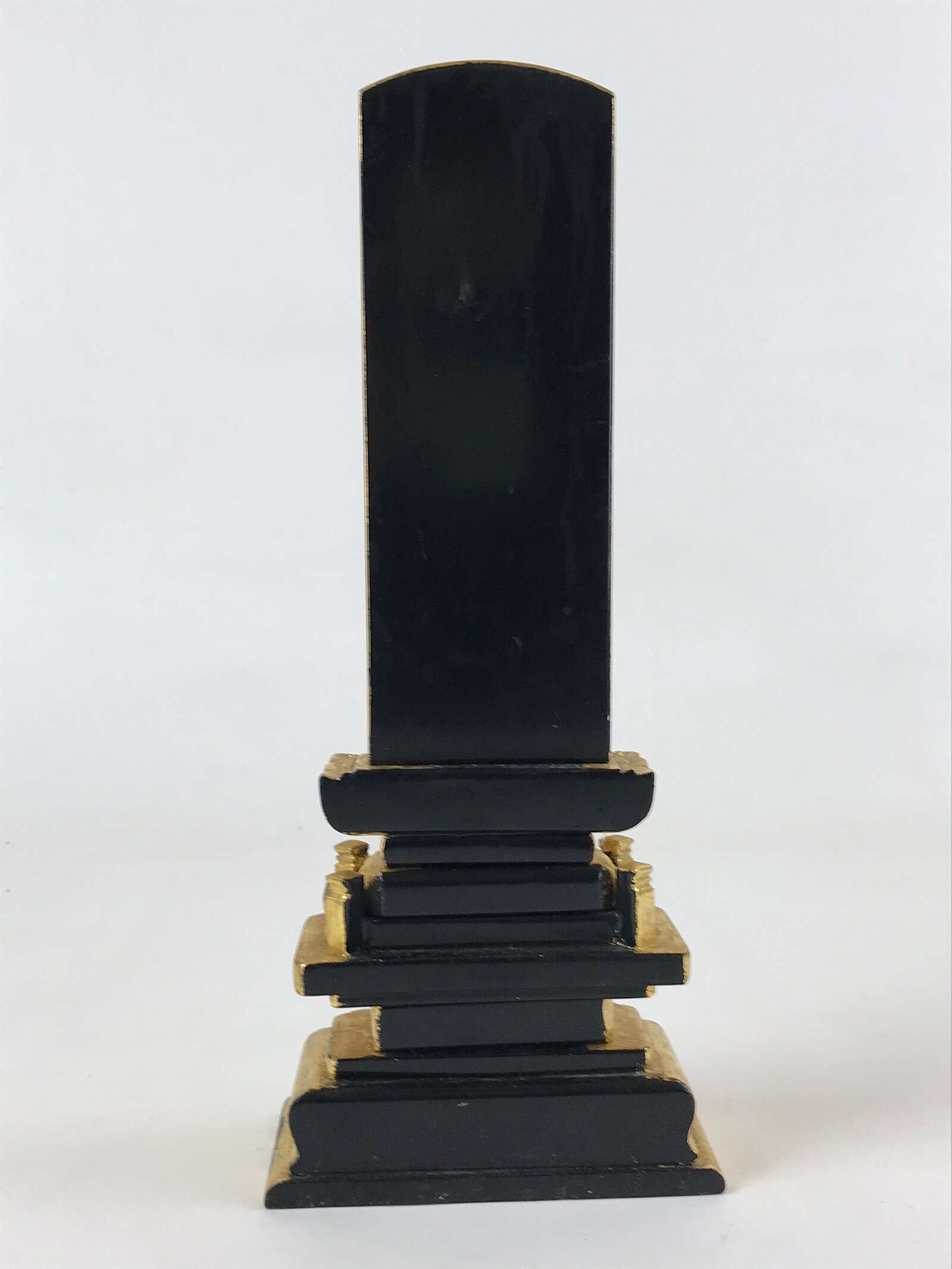 Japanese Buddhist Altar Spiritual Tablet Vtg Black Gold Lacquer Wood Ihai BA179